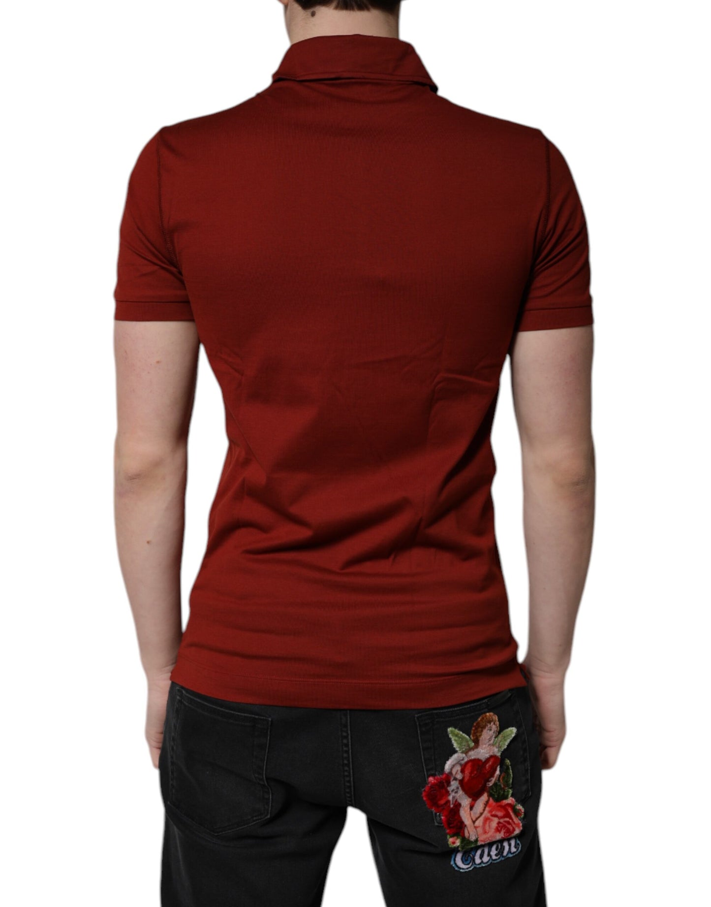 Dolce & Gabbana Red Cotton DG Logo Collared Men Polo T-shirt by Dolce & Gabbana