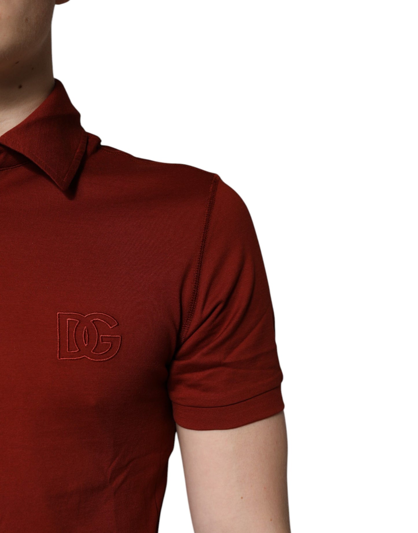 Dolce & Gabbana Red Cotton DG Logo Collared Men Polo T-shirt by Dolce & Gabbana