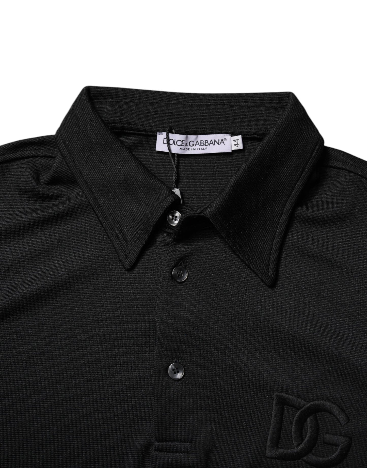 Dolce & Gabbana Black Polyester DG Logo Collared Polo T-shirt by Dolce & Gabbana