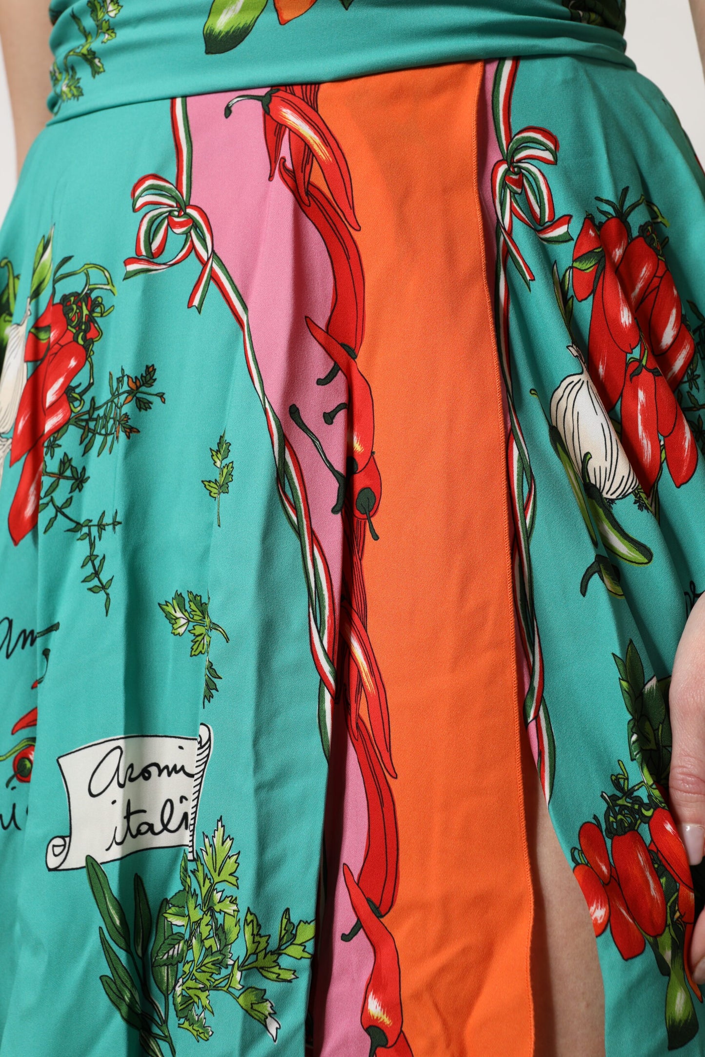 Robe midi sans manches en soie imprimée multicolore Dolce & Gabbana