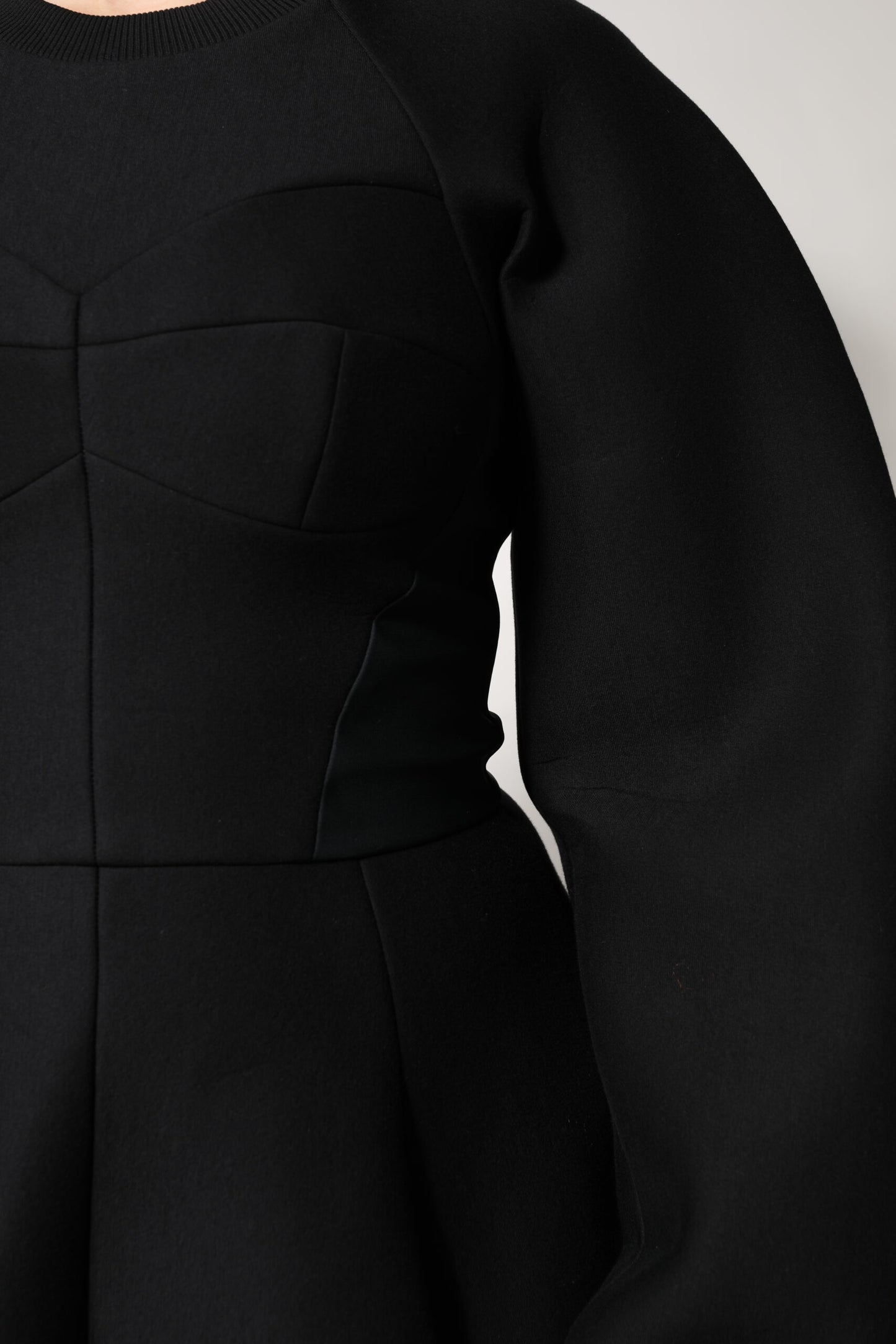 Robe courte trapèze à manches longues en coton noir Dolce & Gabbana