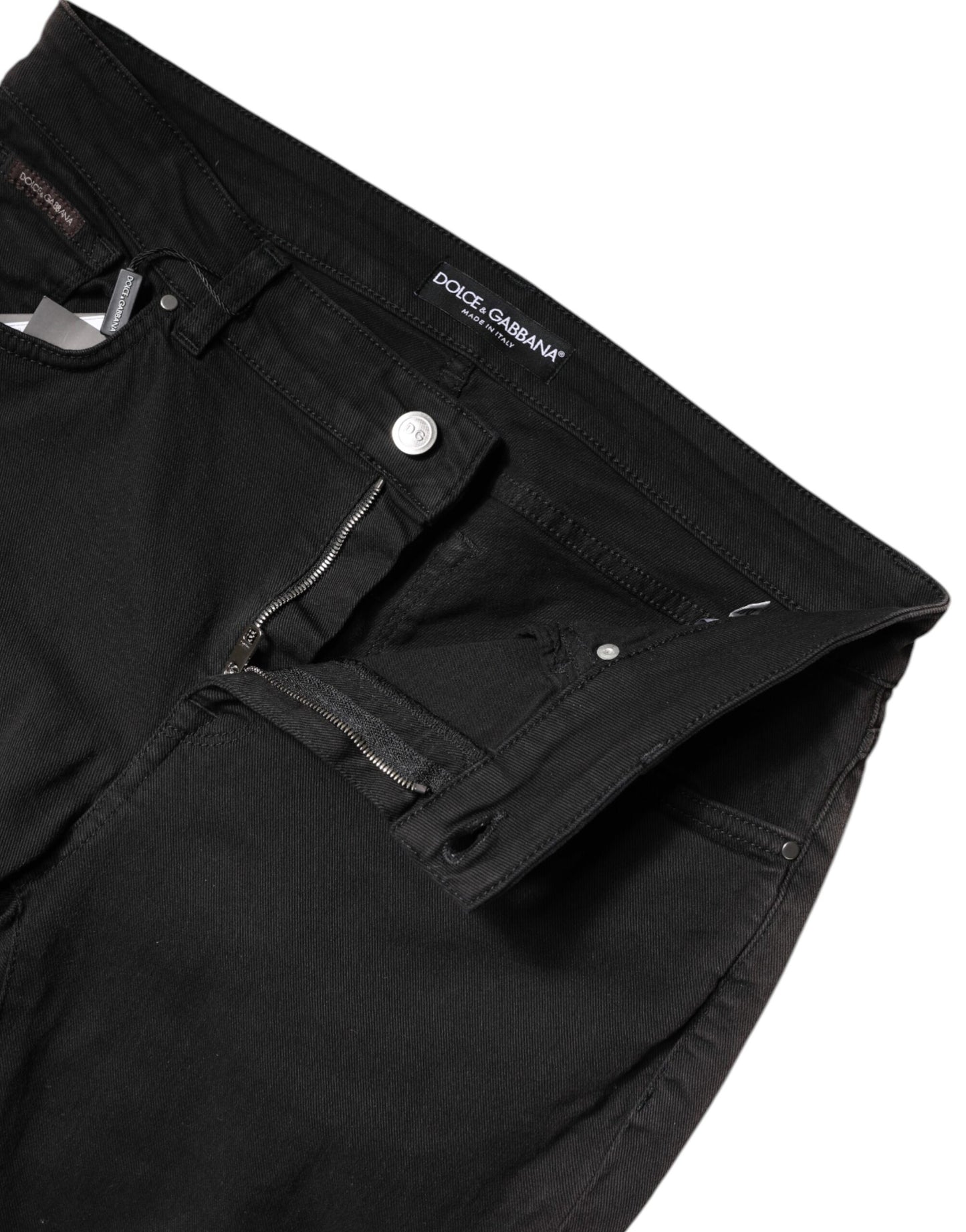Dolce & Gabbana Black Cotton High Waist Skinny Denim Jeans by Dolce & Gabbana