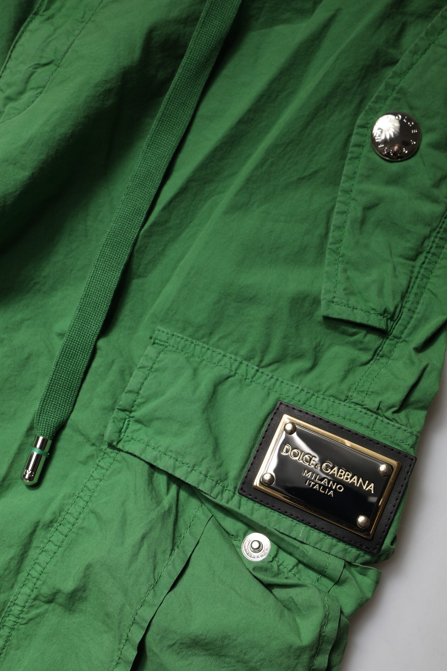 Dolce & Gabbana Green Cotton High Waist Cargo Pants by Dolce & Gabbana