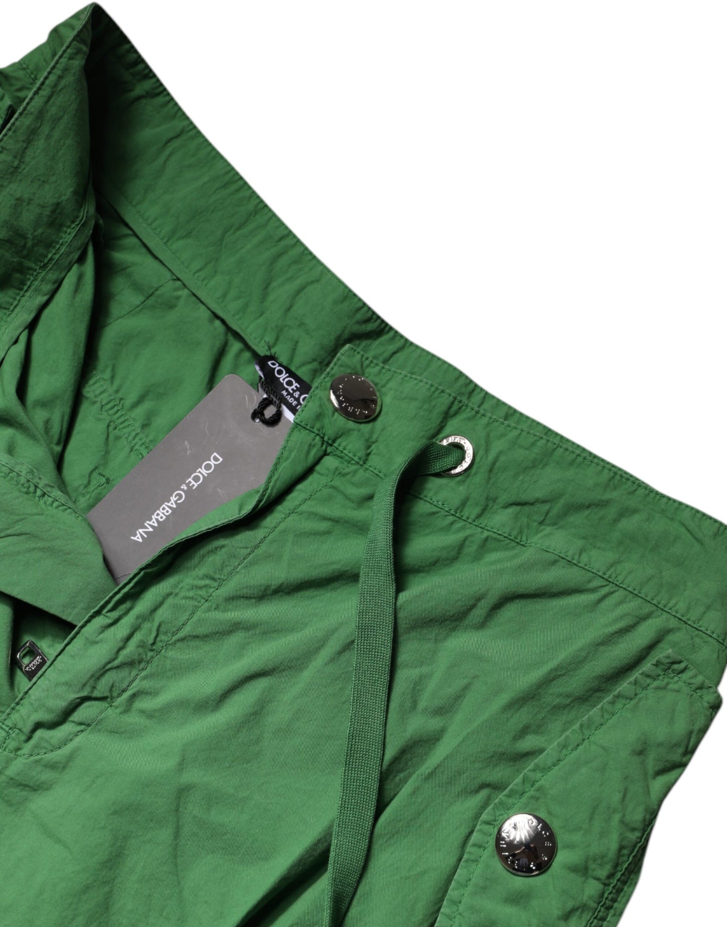 Dolce & Gabbana Green Cotton High Waist Cargo Pants by Dolce & Gabbana