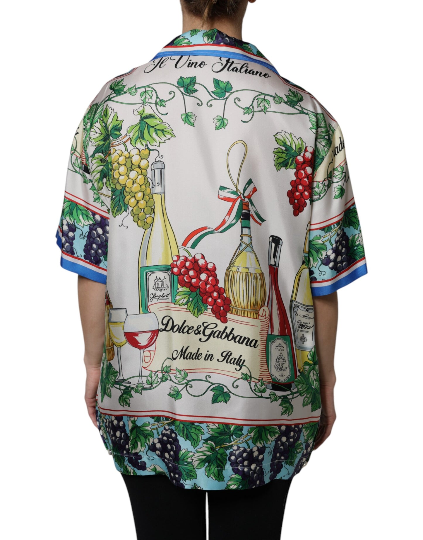 Dolce & Gabbana Multicolor Short Sleeve Silk Food Shirt Top by Dolce & Gabbana