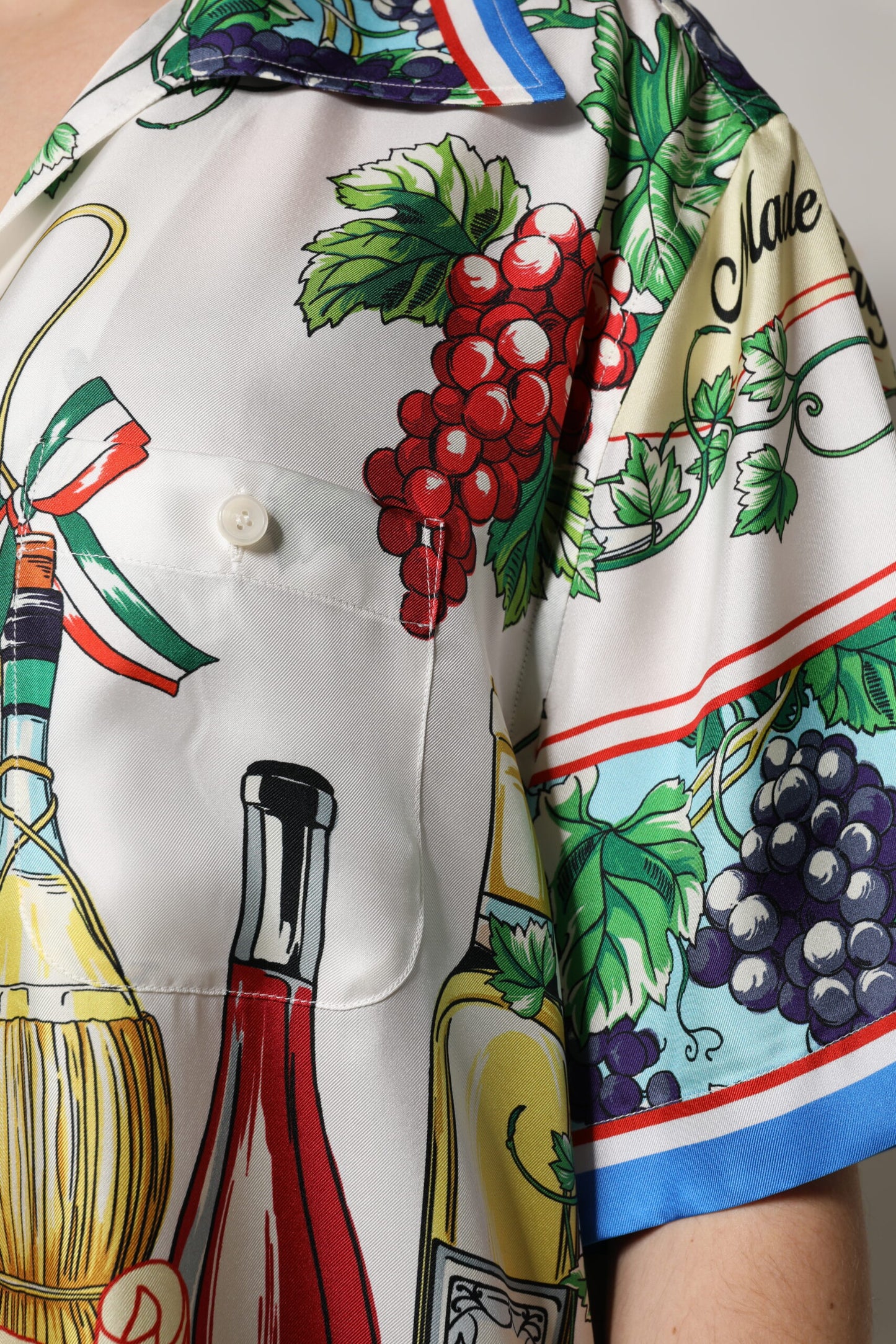 Dolce & Gabbana Multicolor Short Sleeve Silk Food Shirt Top by Dolce & Gabbana