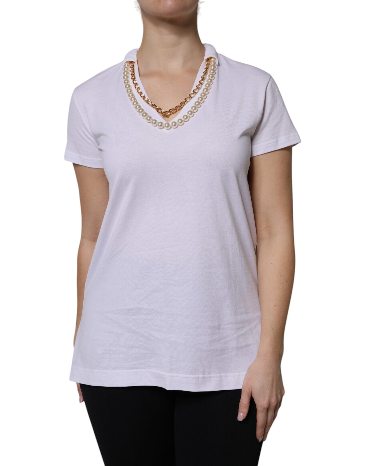 Dolce & Gabbana White Necklace Cotton Short Sleeve T-shirt by Dolce & Gabbana