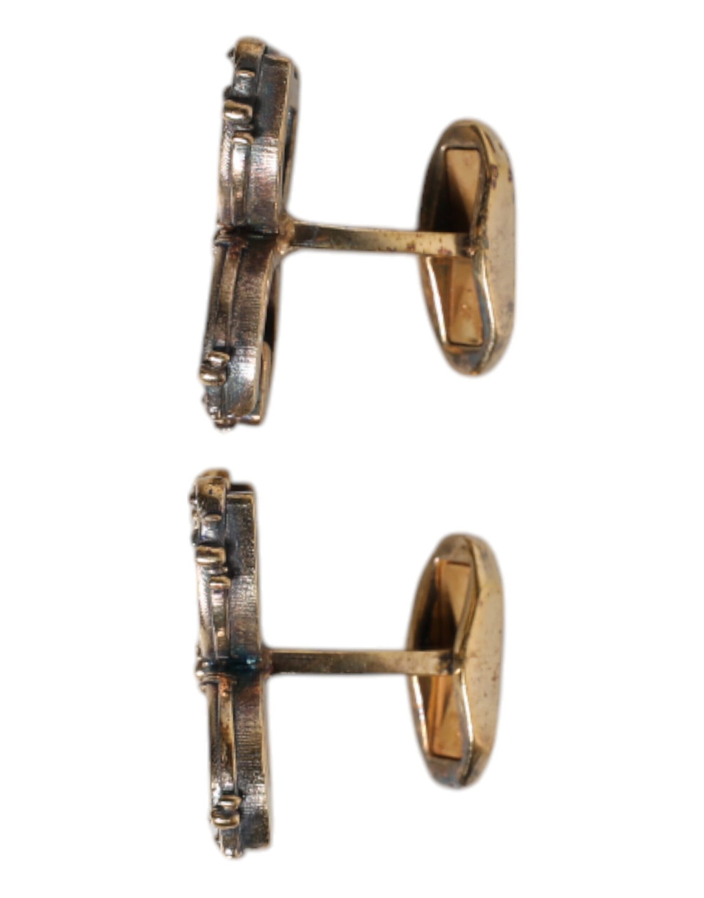 Boutons de manchette Dolce & Gabbana en argent sterling 925 doré avec logo DG