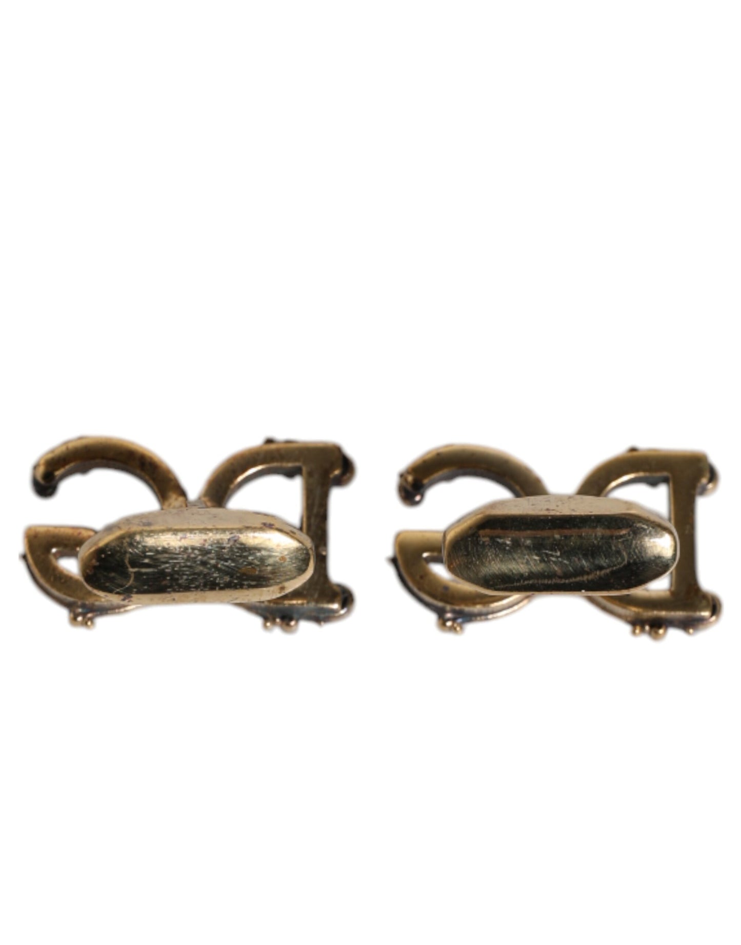 Boutons de manchette Dolce & Gabbana en argent sterling 925 doré avec logo DG
