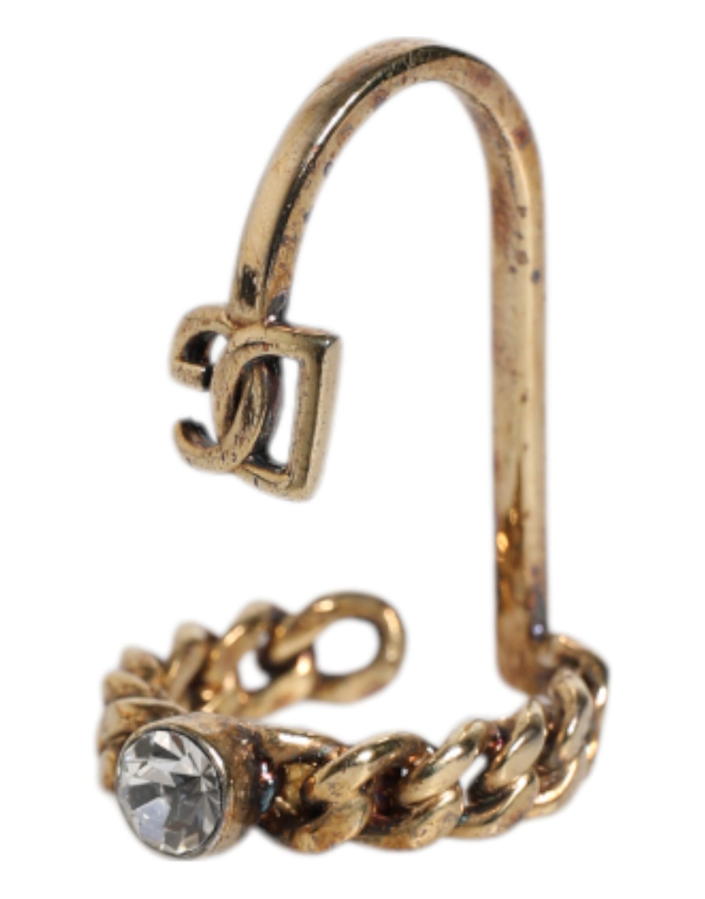 Bague ajustable Dolce & Gabbana dorée avec logo gravé et cristaux transparents
