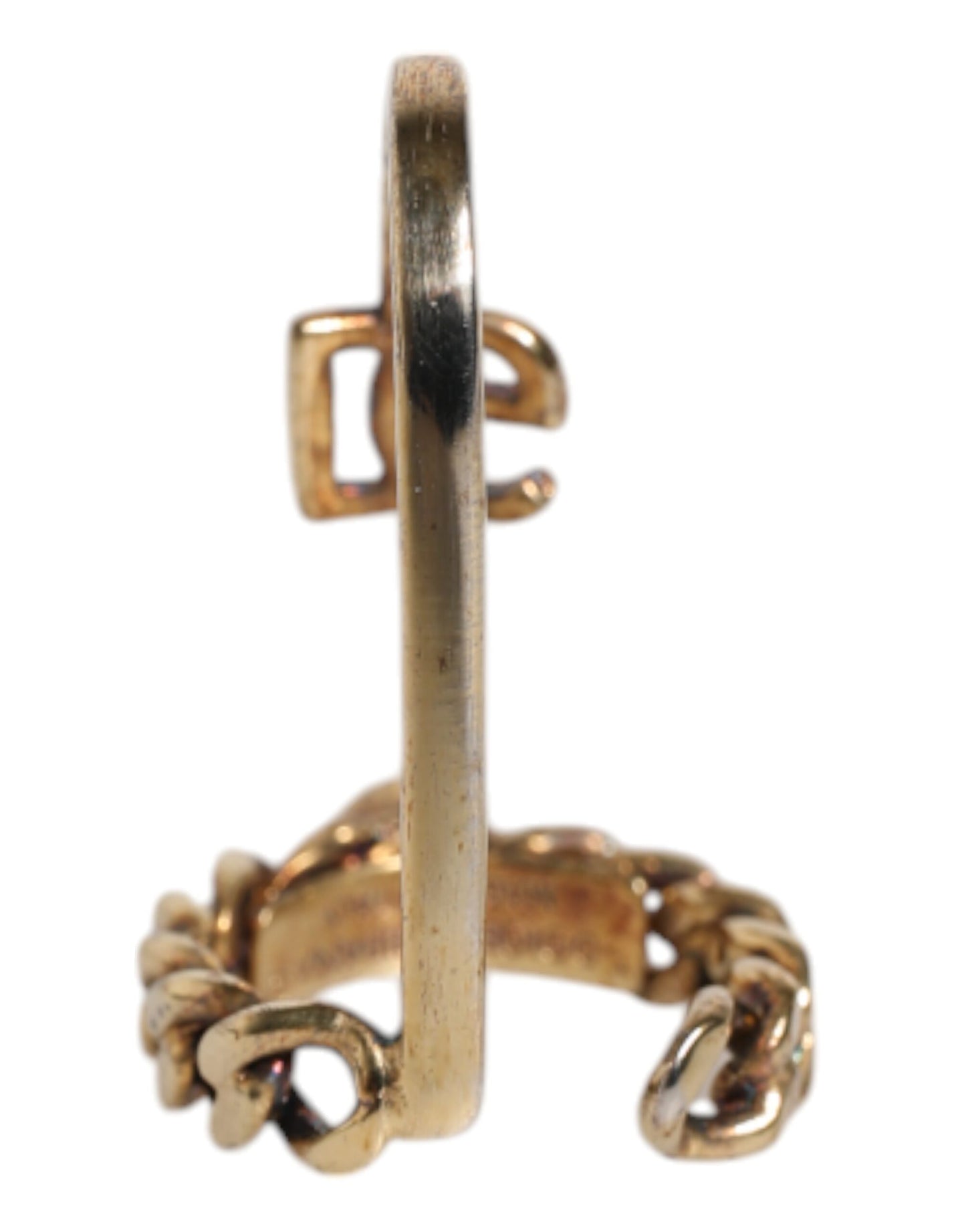 Bague ajustable Dolce & Gabbana dorée avec logo gravé et cristaux transparents