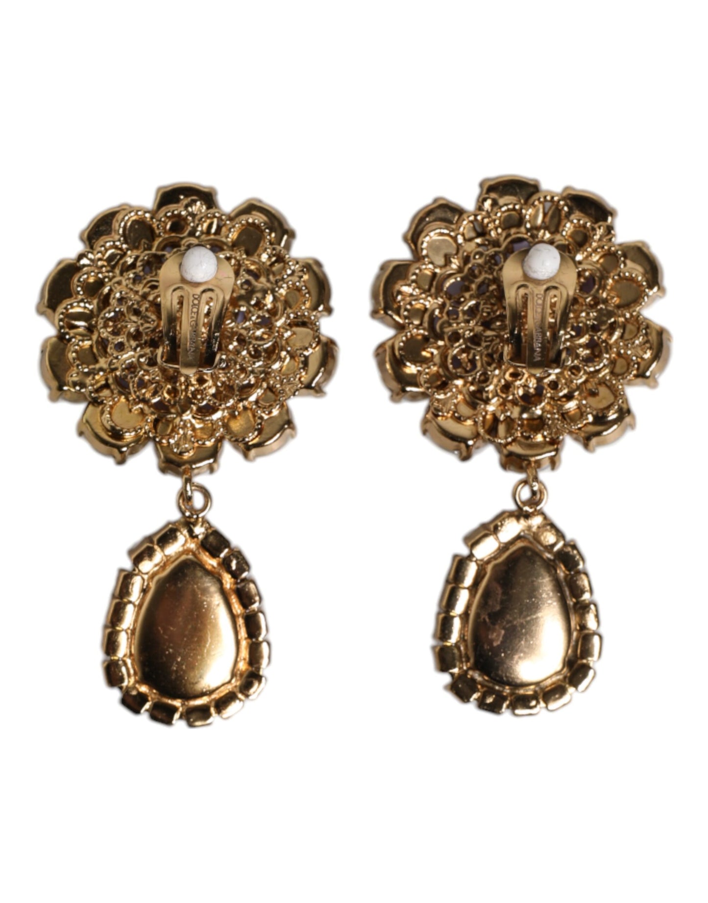 Boucles d'oreilles à clip Dolce & Gabbana en forme de fleur violette et de perles en forme de larme