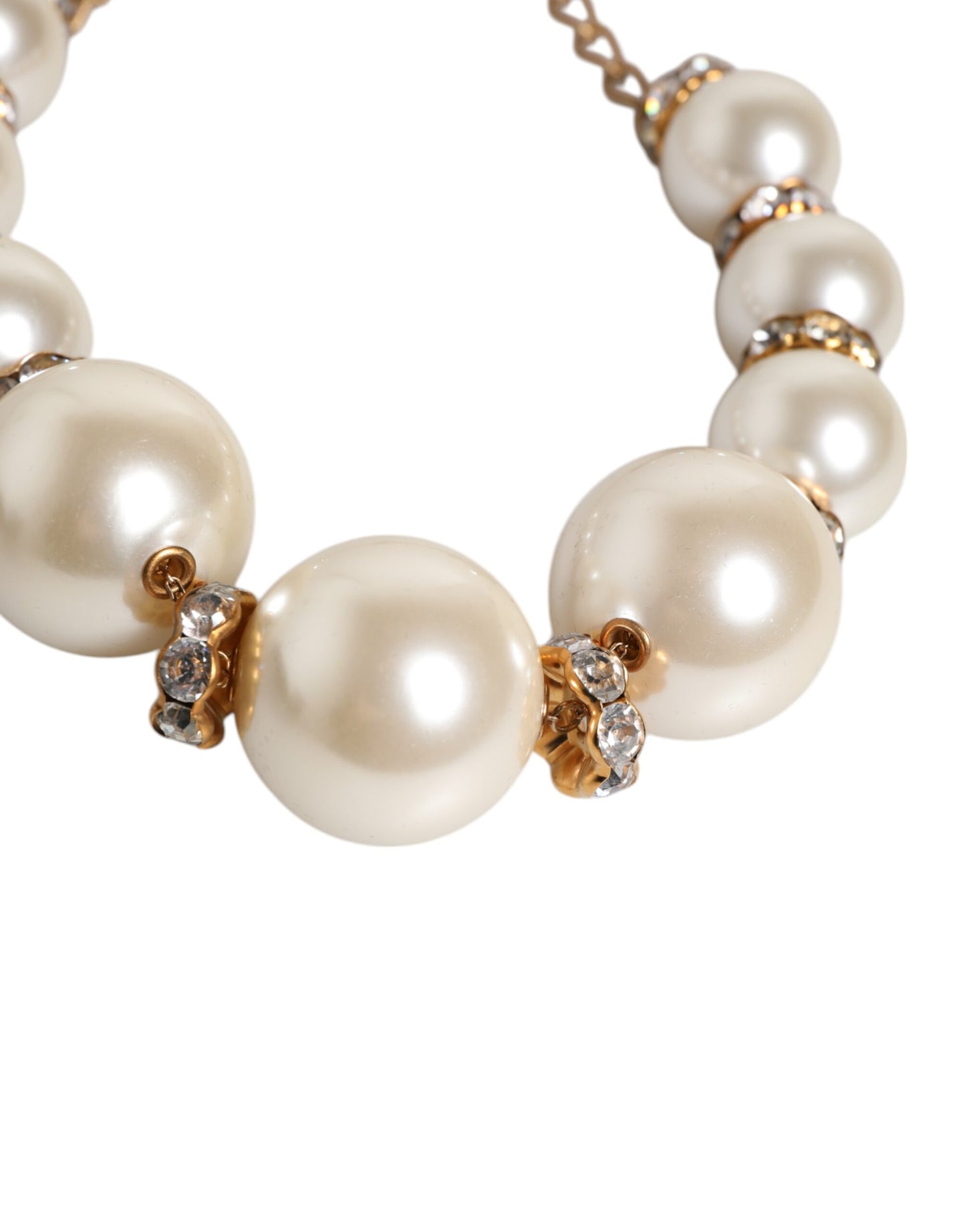 Collier Dolce & Gabbana en or avec perles et cristaux blancs
