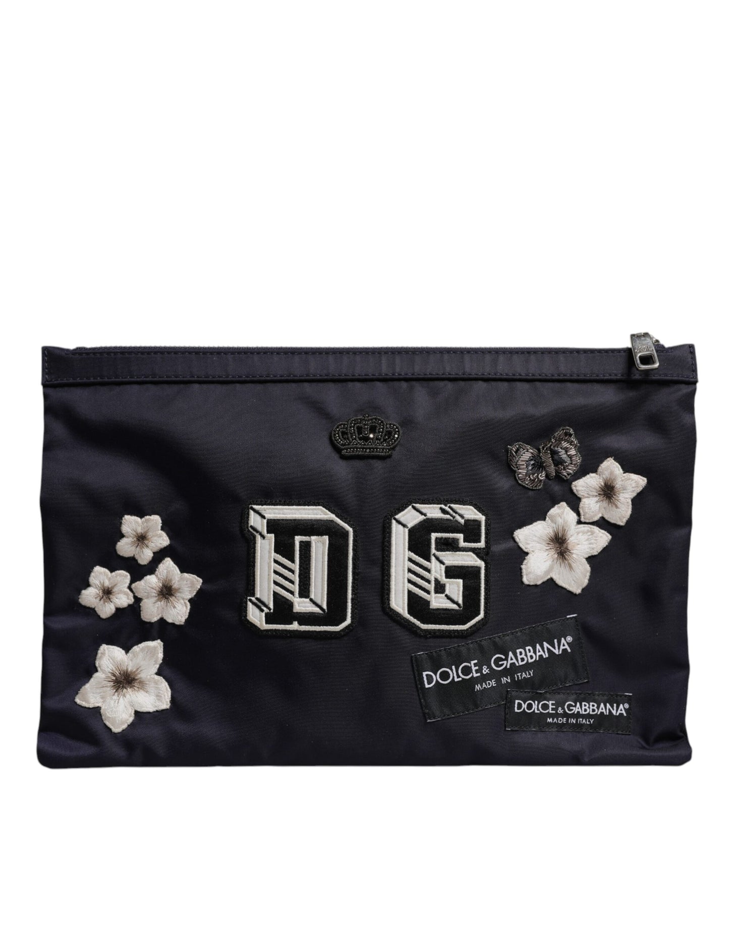 Pochette Dolce & Gabbana bleue ornée d'un patch logo DG