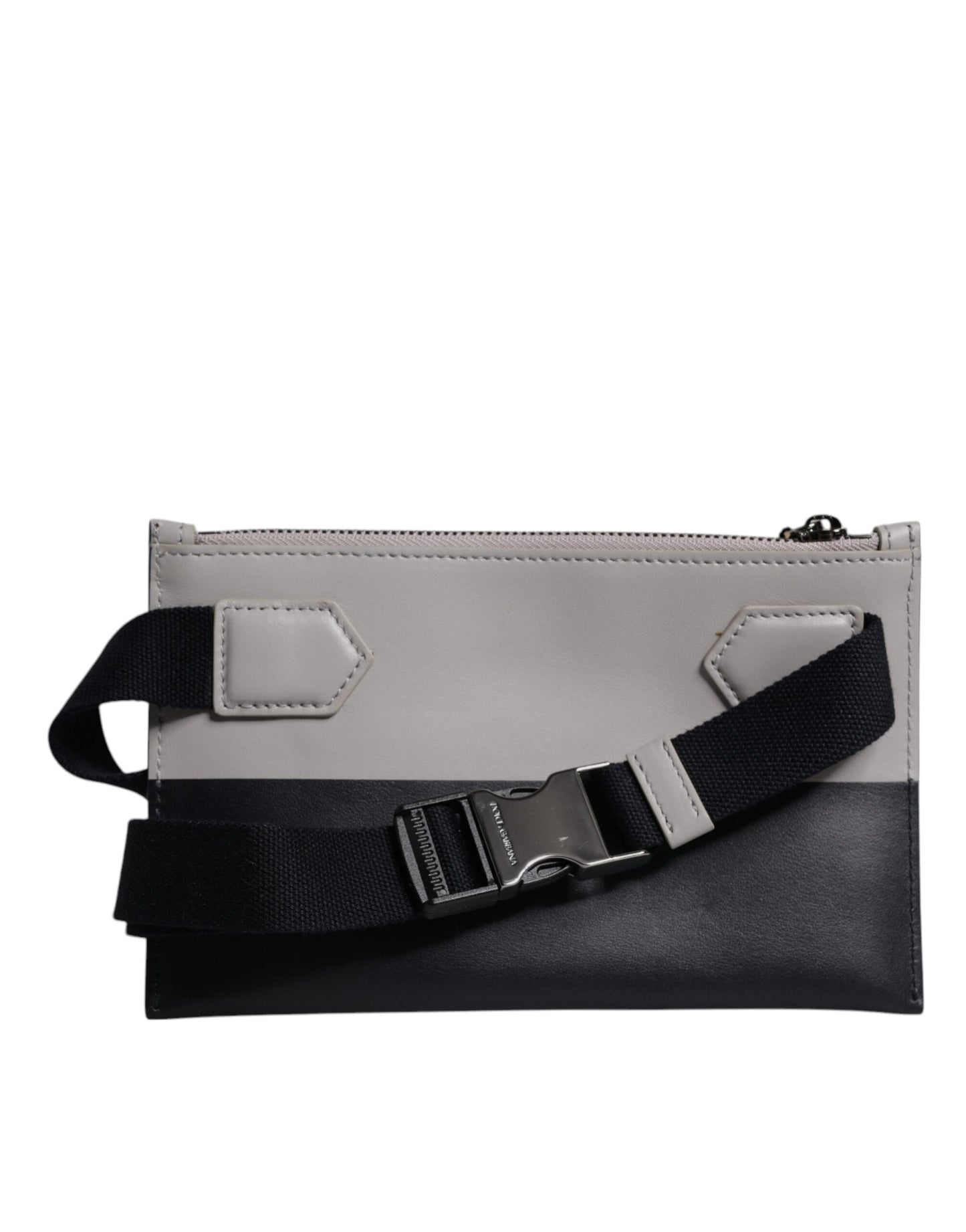Sac bandoulière Dolce & Gabbana en cuir noir et blanc avec logo en relief