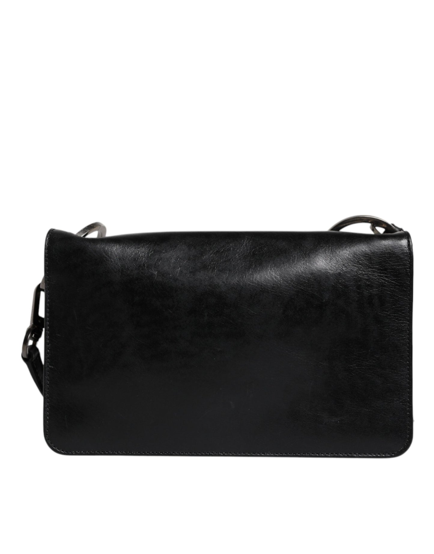 Sac à bandoulière en cuir noir Dolce & Gabbana avec logo