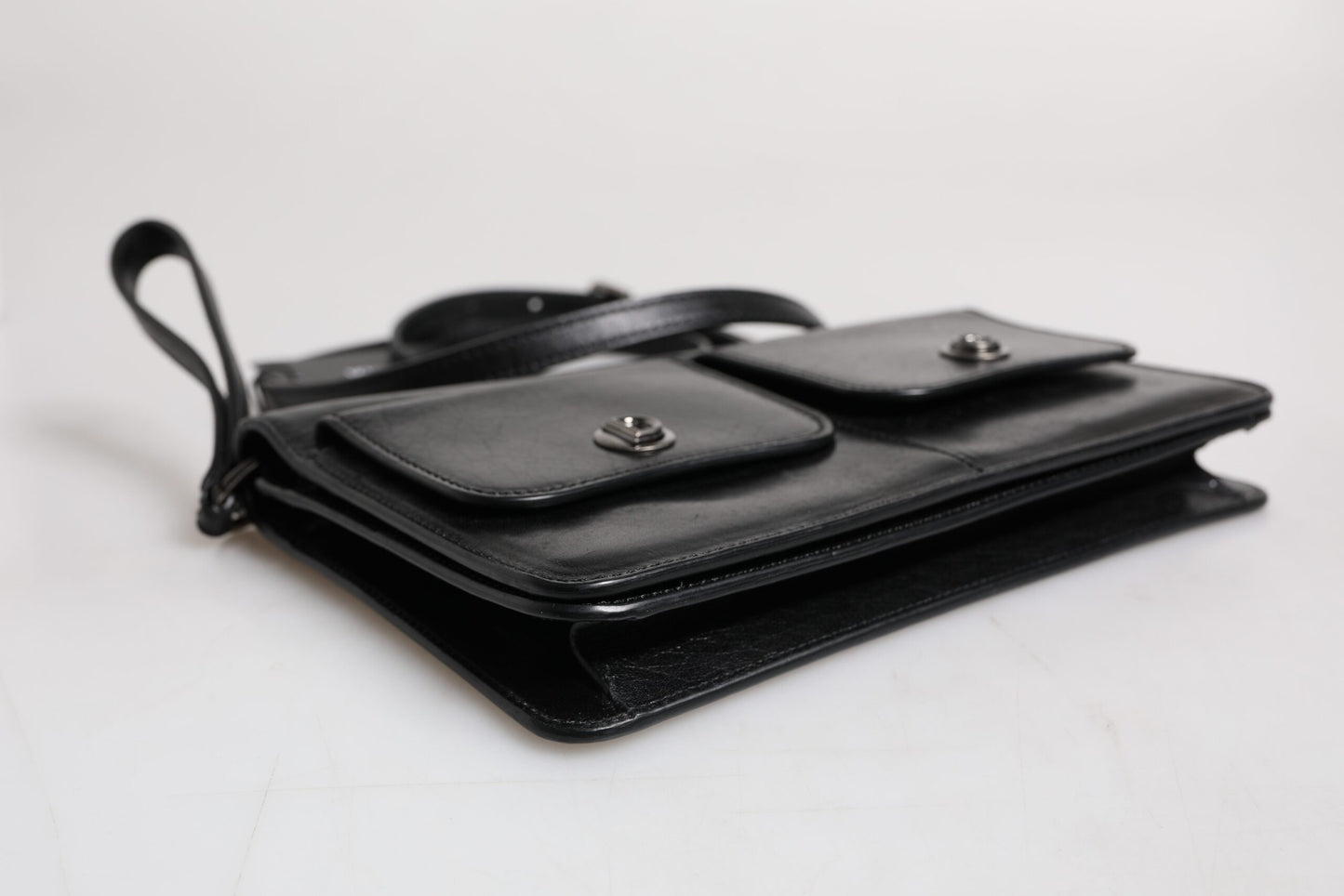 Sac à bandoulière en cuir noir Dolce & Gabbana avec logo
