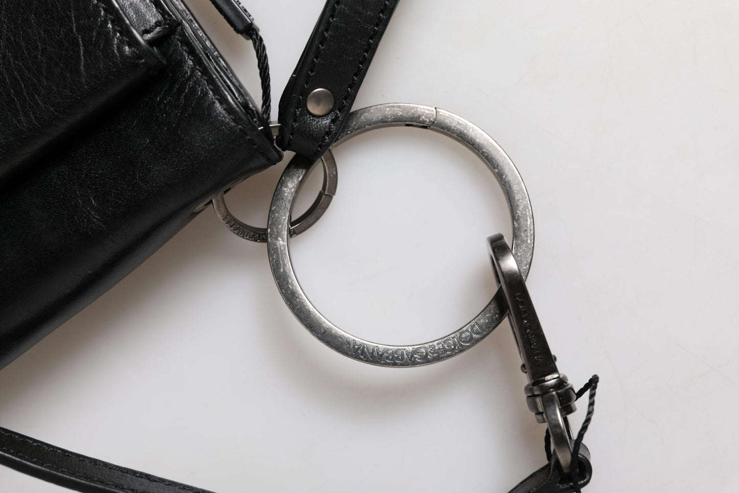 Sac à bandoulière en cuir noir Dolce & Gabbana avec logo