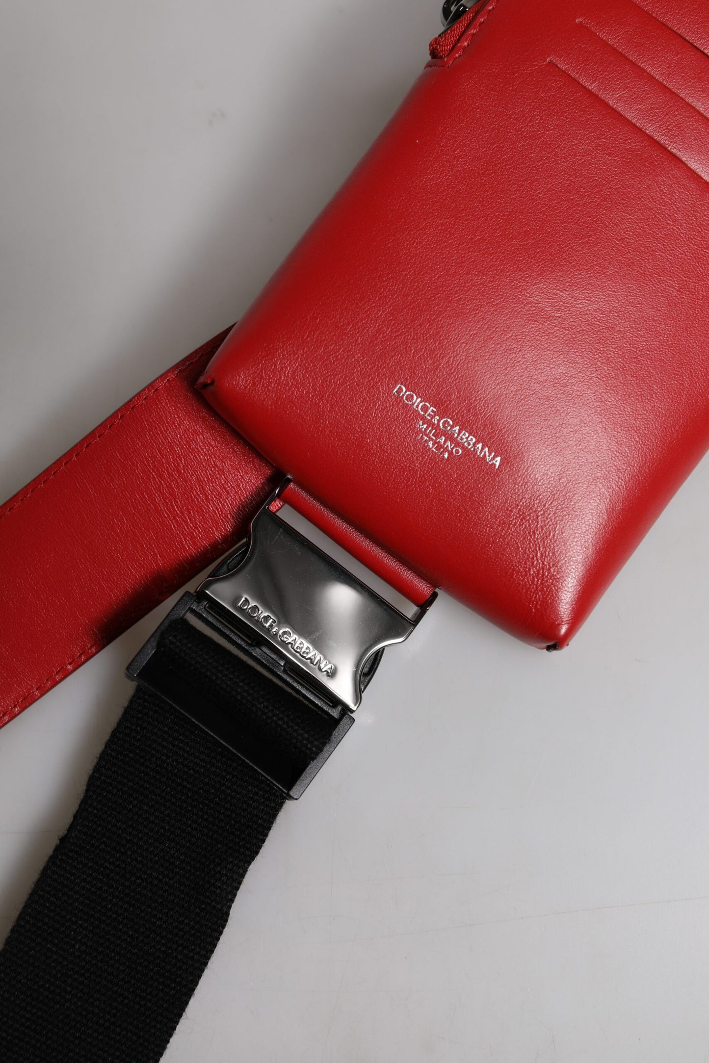 Sac banane Dolce & Gabbana en cuir de veau rouge avec logo