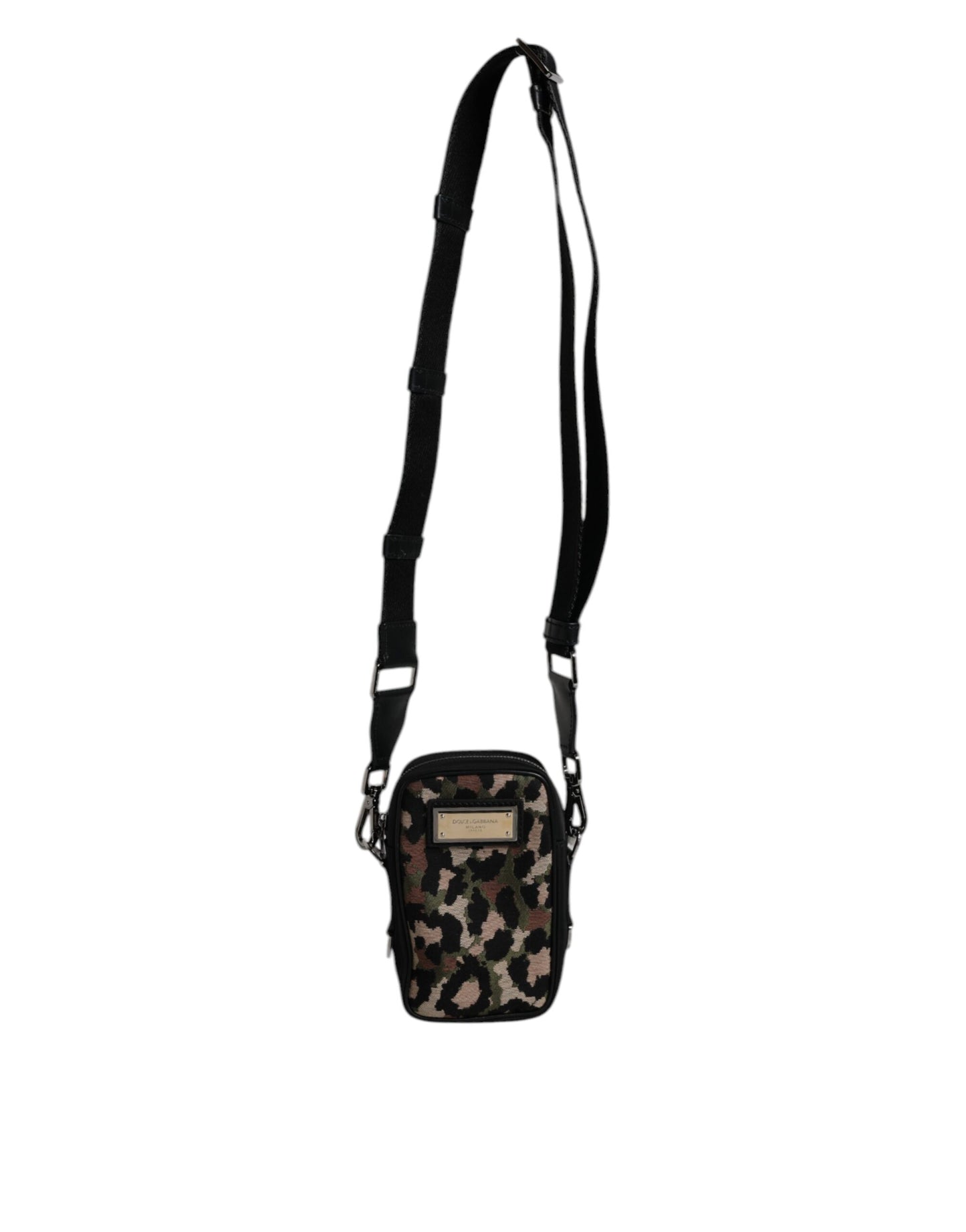 Sac à bandoulière Dolce & Gabbana en jacquard léopard multicolore avec logo et plaque