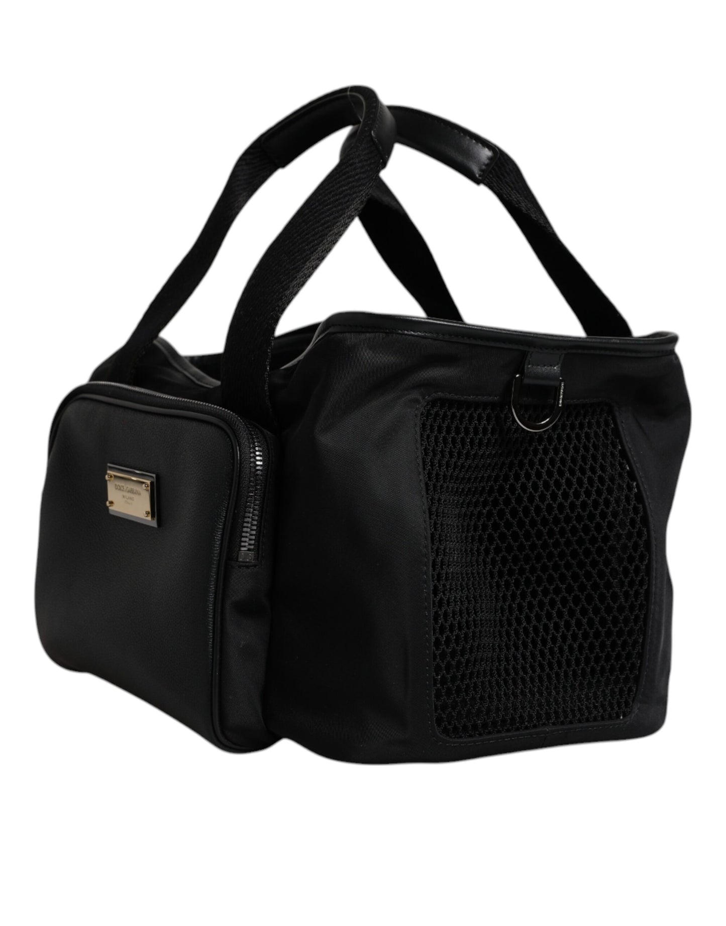 Sac à bandoulière noir Dolce & Gabbana avec logo et plaque pour animal de compagnie