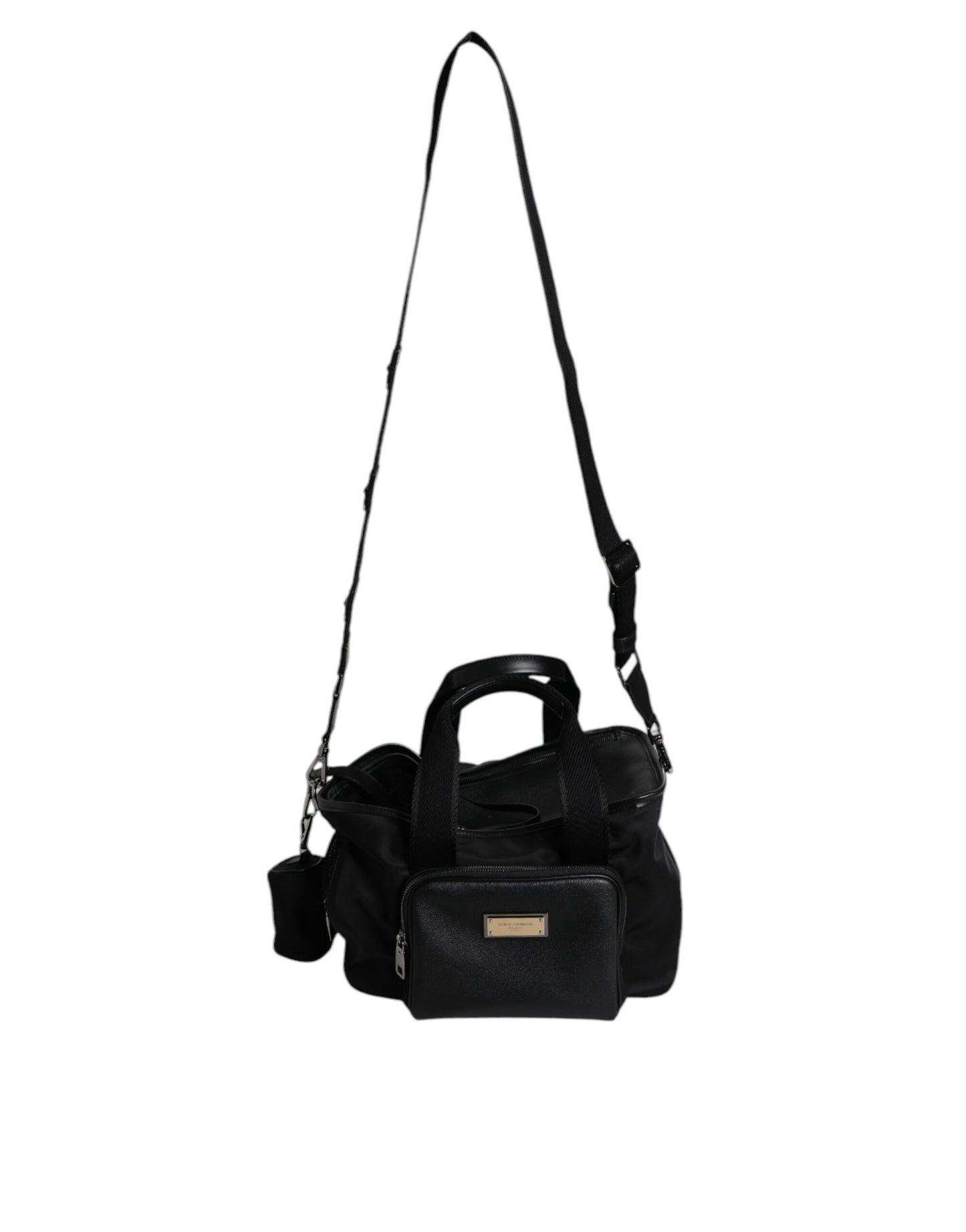 Sac à bandoulière noir Dolce & Gabbana avec logo et plaque pour animal de compagnie
