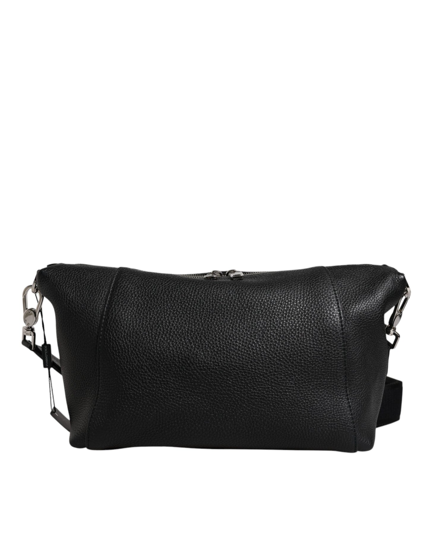 Sac bandoulière en cuir noir Dolce & Gabbana avec plaque logo