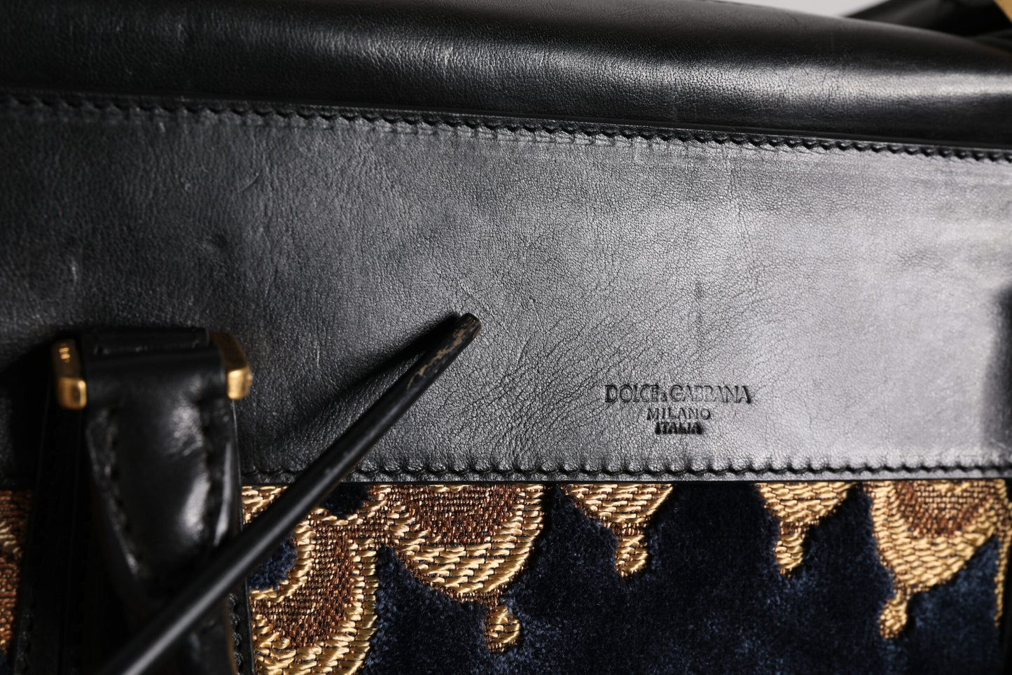 Sac à main en jacquard floral noir Dolce & Gabbana