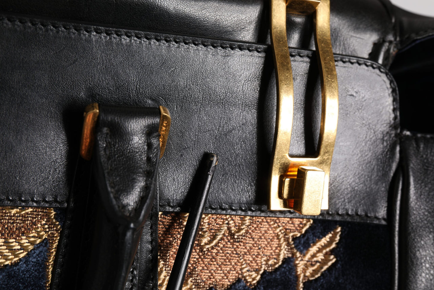 Sac à main en jacquard floral noir Dolce & Gabbana