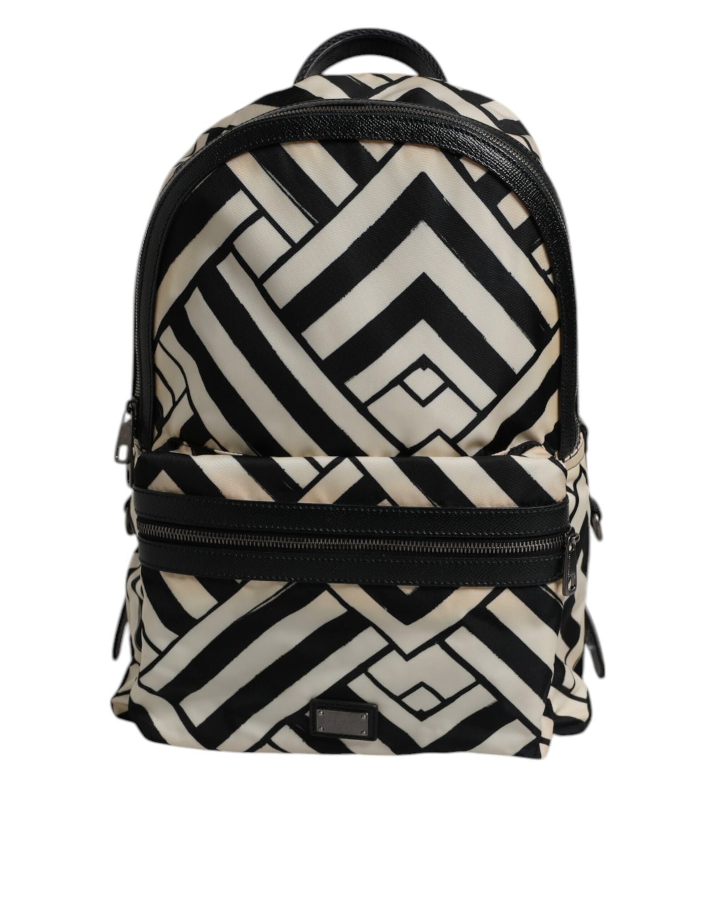 Sac à dos de voyage Dolce & Gabbana en cuir et nylon noir et blanc