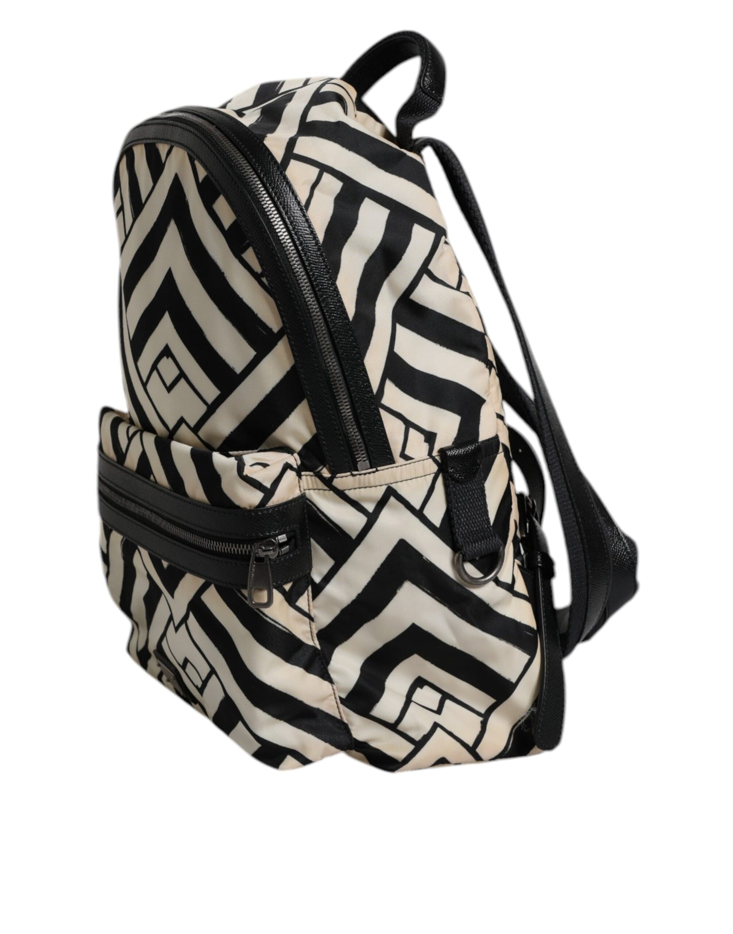 Sac à dos de voyage Dolce & Gabbana en cuir et nylon noir et blanc