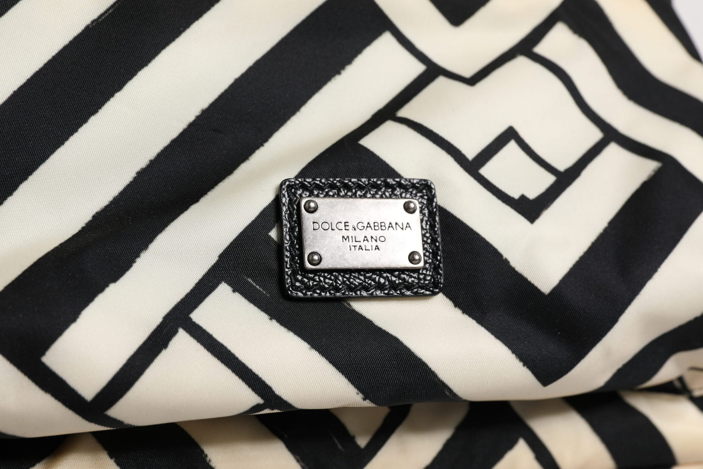 Sac à dos de voyage Dolce & Gabbana en cuir et nylon noir et blanc
