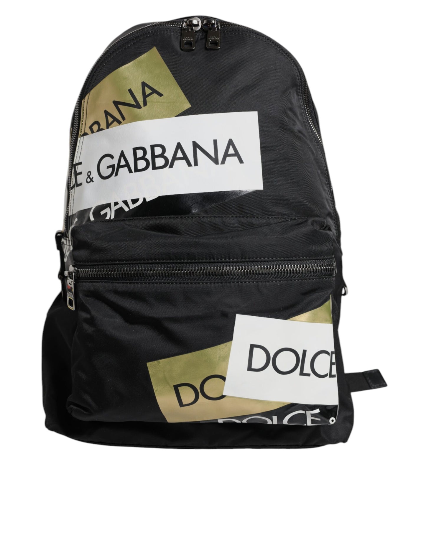 Sac à dos de voyage scolaire en polyamide à bande logo noire Dolce & Gabbana