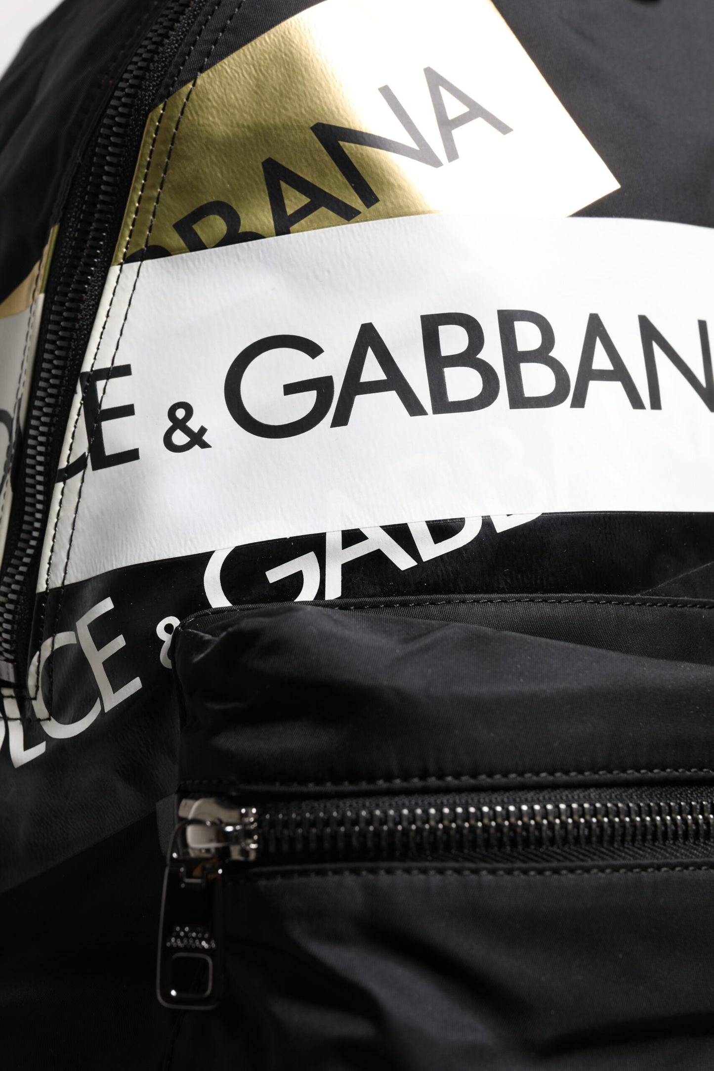 Sac à dos de voyage scolaire en polyamide à bande logo noire Dolce & Gabbana