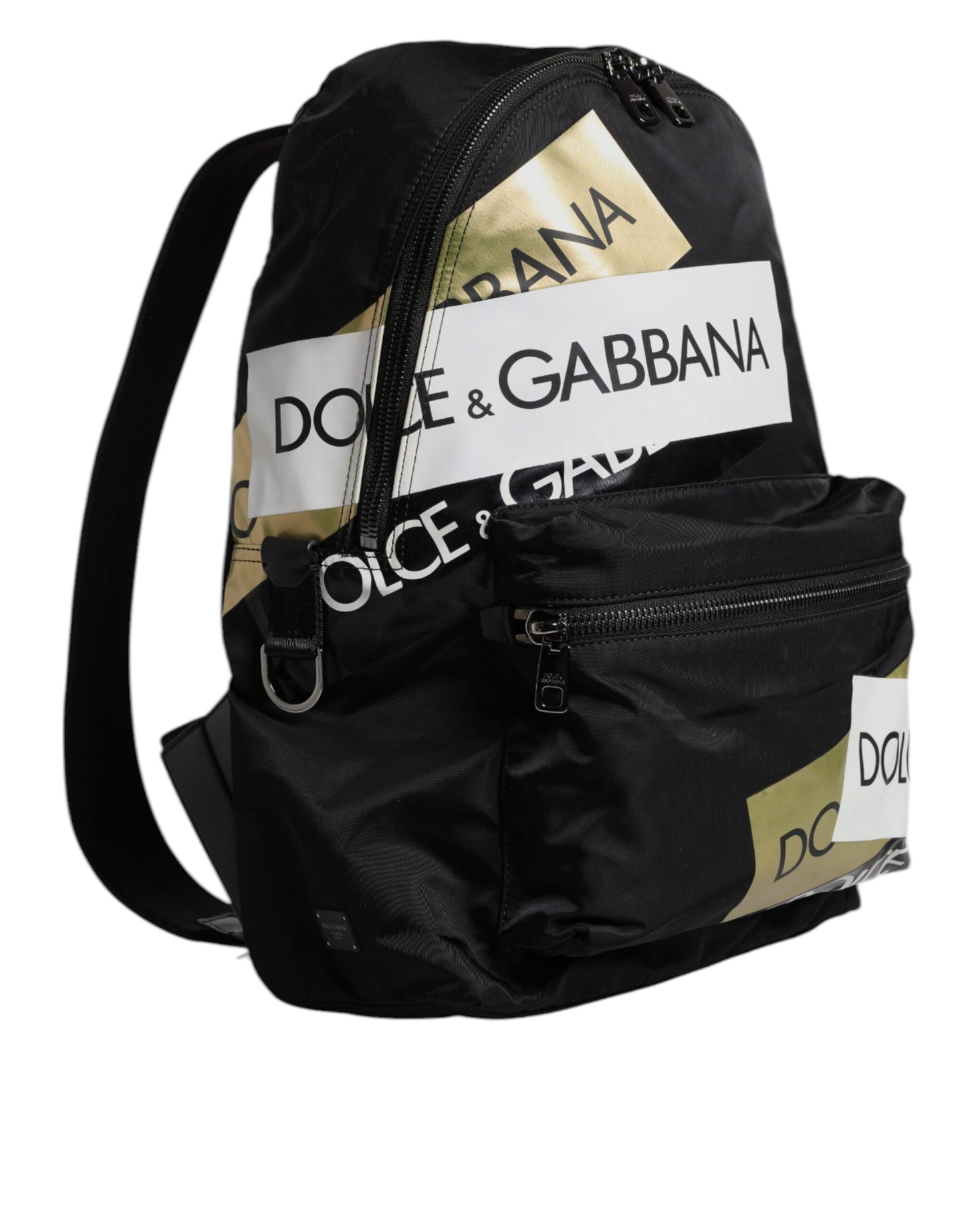Sac à dos de voyage scolaire en polyamide à bande logo noire Dolce & Gabbana