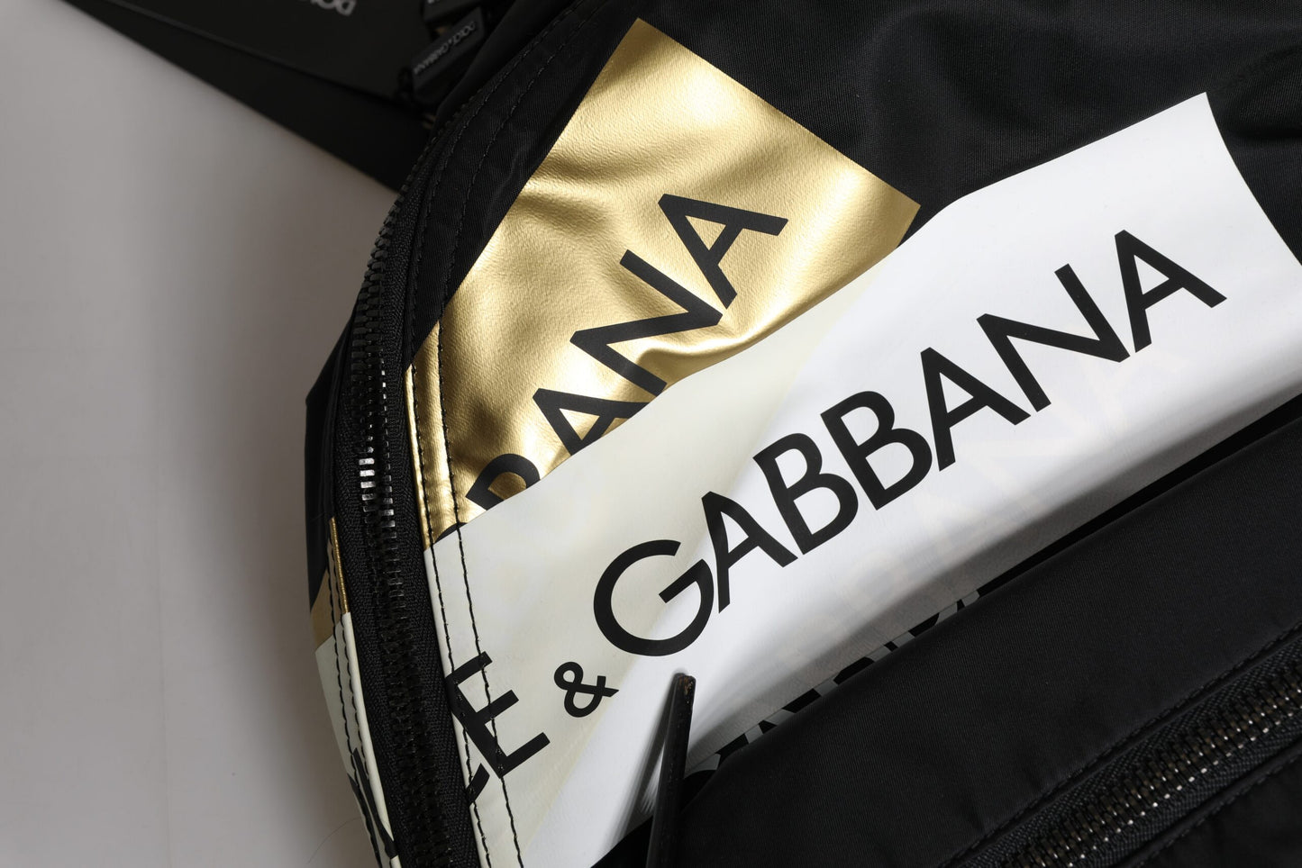Sac à dos de voyage scolaire en polyamide à bande logo noire Dolce & Gabbana