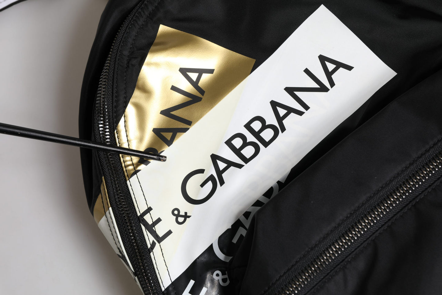 Sac à dos de voyage scolaire en polyamide à bande logo noire Dolce & Gabbana