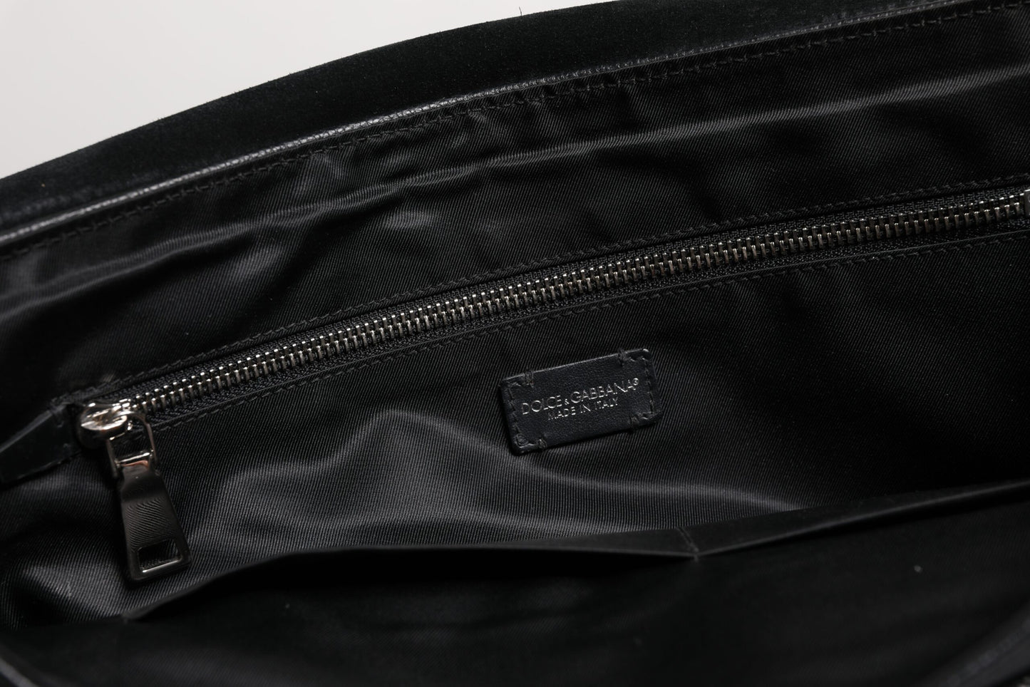 Sac bandoulière en cuir noir Dolce & Gabbana avec plaque logo