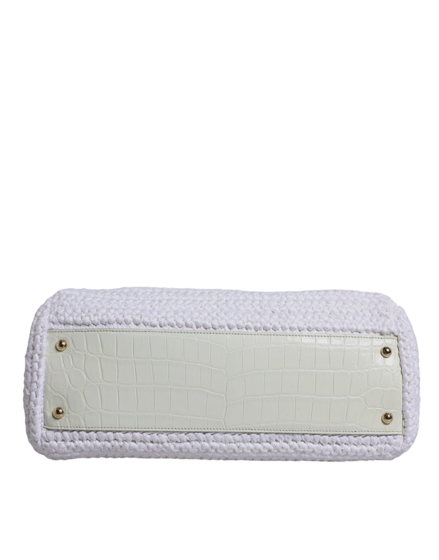 Sac bandoulière en cuir blanc Rafia Dolce & Gabbana avec poignée supérieure