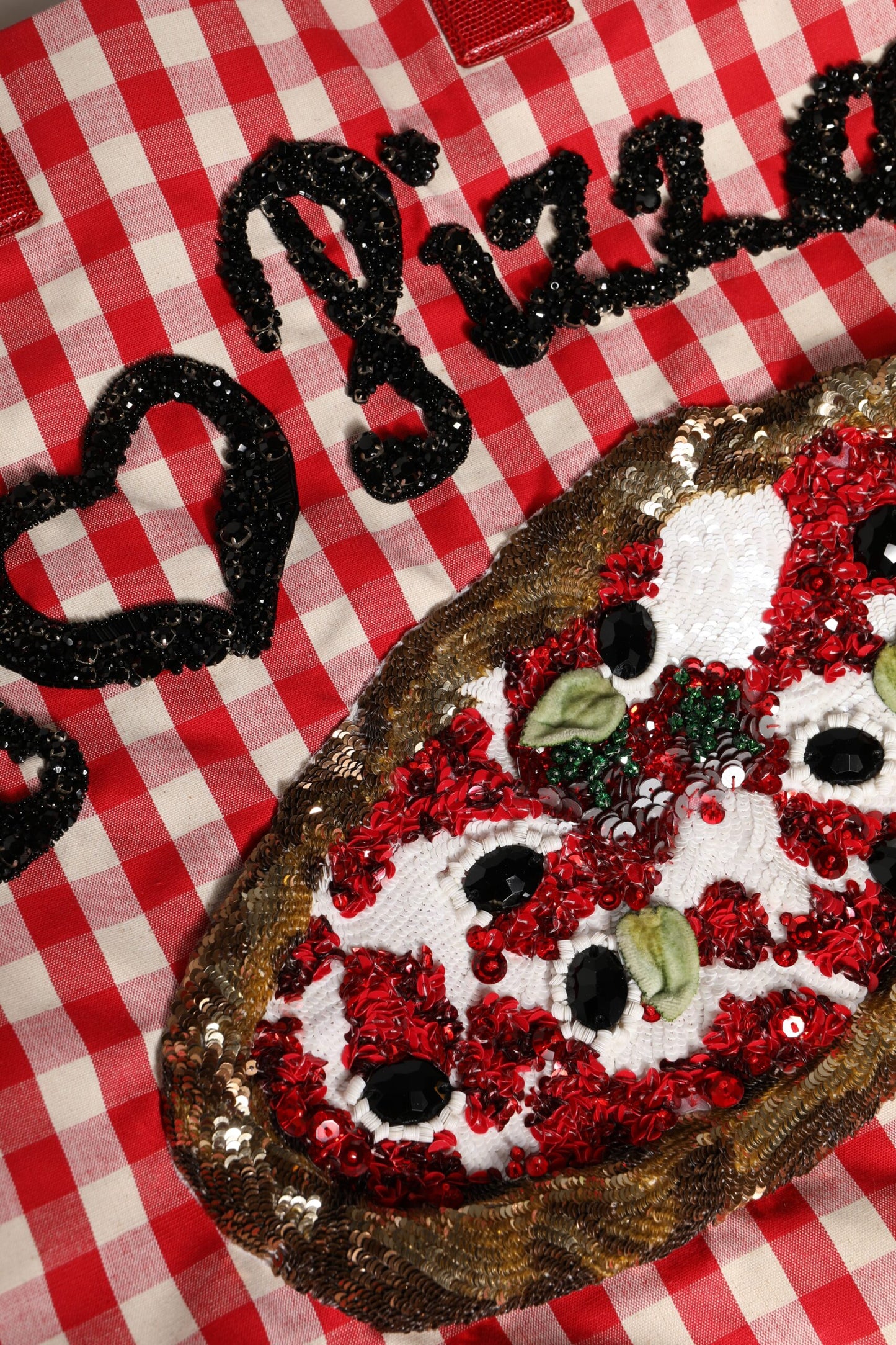 Sac cabas en coton à carreaux rouges Dolce & Gabbana