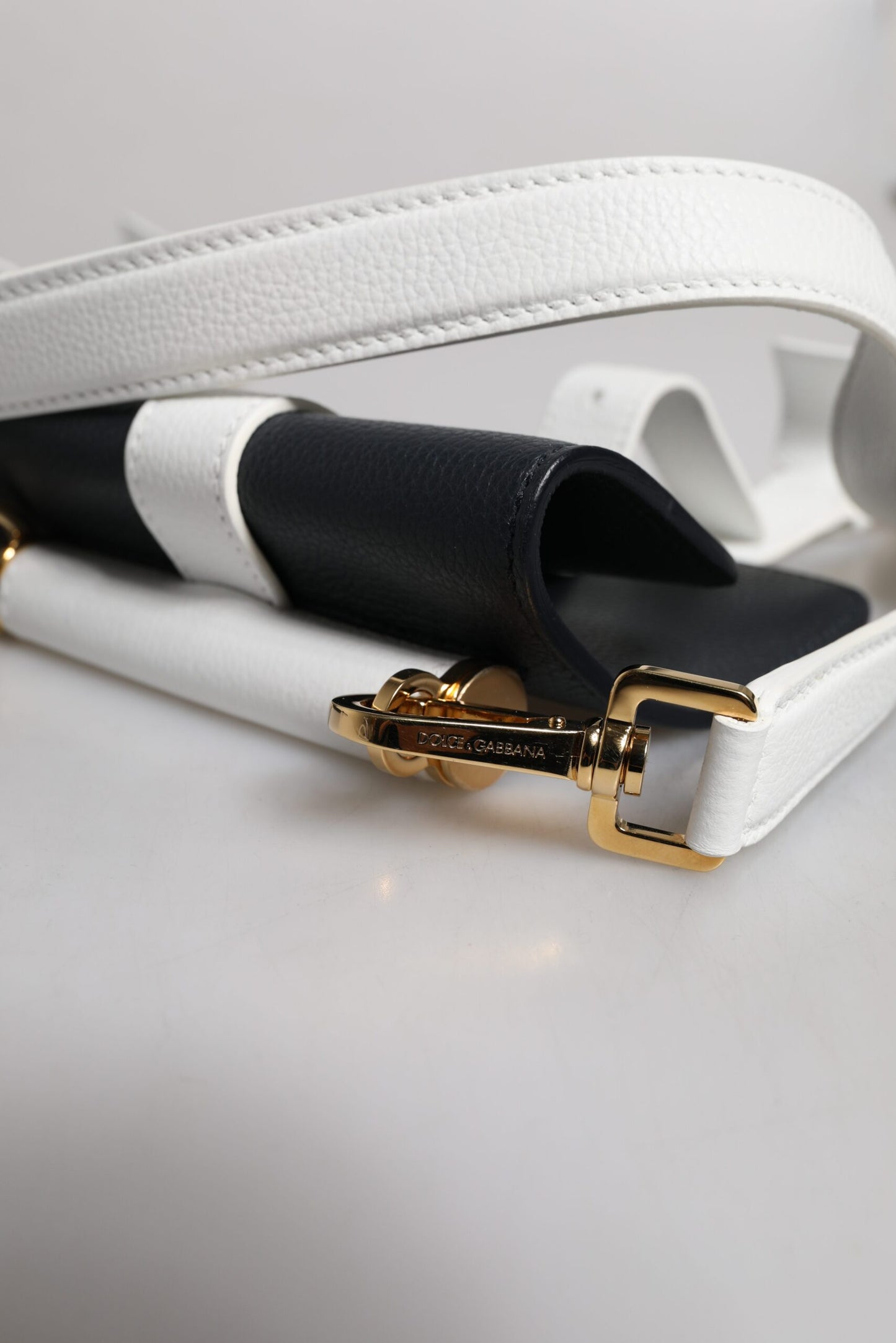 Dolce & Gabbana Blue White Calfskin Leather Crossbody Shoulder Bag by Dolce & Gabbana