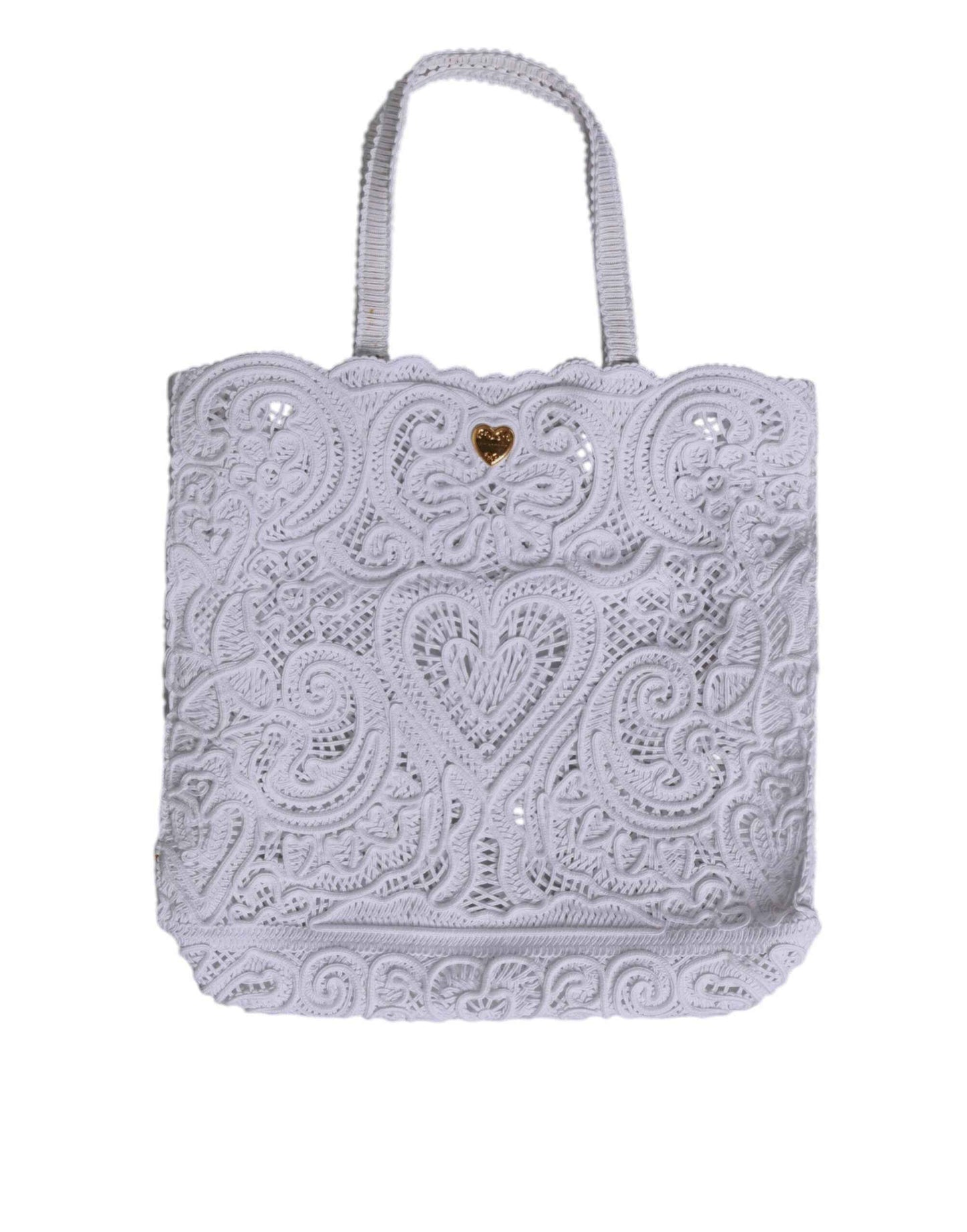 Dolce & Gabbana White Cordonetto Lace Beatrice Tote Shopping Bag by Dolce & Gabbana