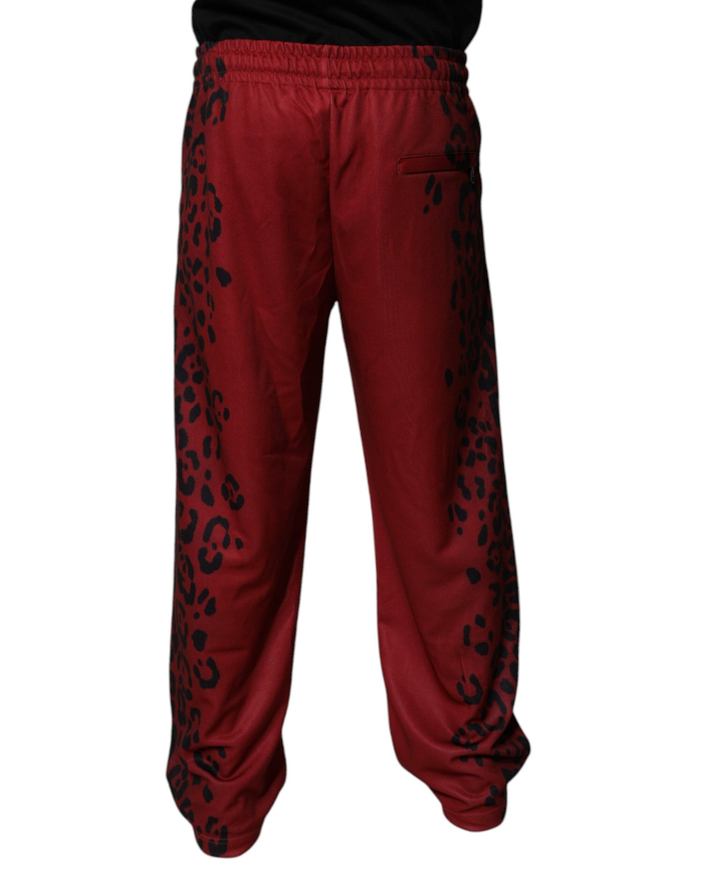 Dolce & Gabbana Red Leopard Print Polyester Men Jogger Pants by Dolce & Gabbana