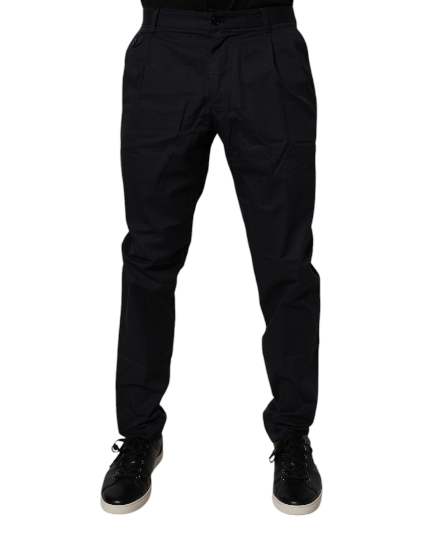 Dolce & Gabbana Dark Blue Cotton Tapered Formal Pants by Dolce & Gabbana
