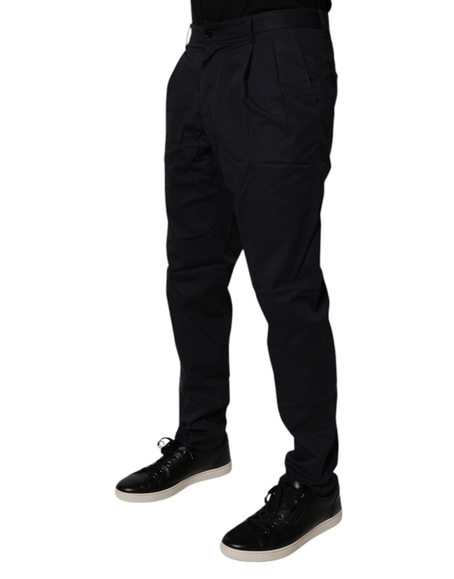 Dolce & Gabbana Dark Blue Cotton Tapered Formal Pants by Dolce & Gabbana