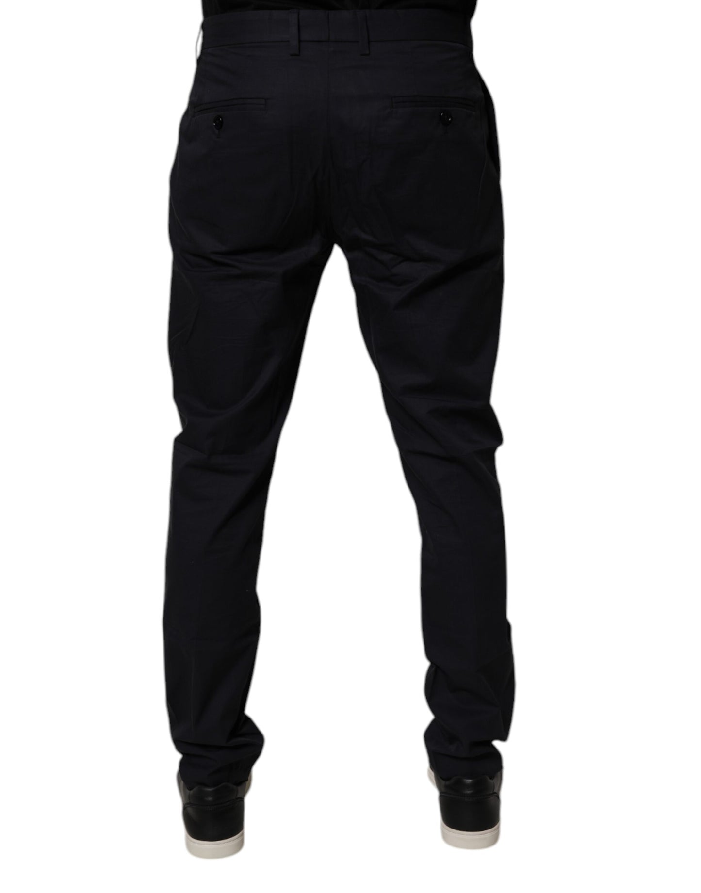 Dolce & Gabbana Dark Blue Cotton Tapered Formal Pants by Dolce & Gabbana