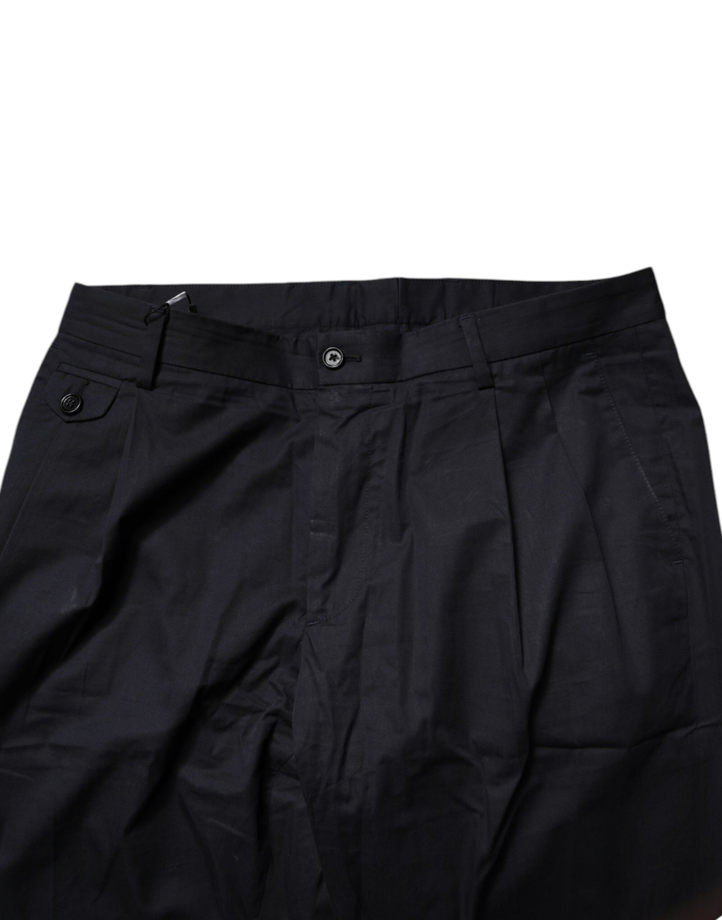 Dolce & Gabbana Dark Blue Cotton Tapered Formal Pants by Dolce & Gabbana