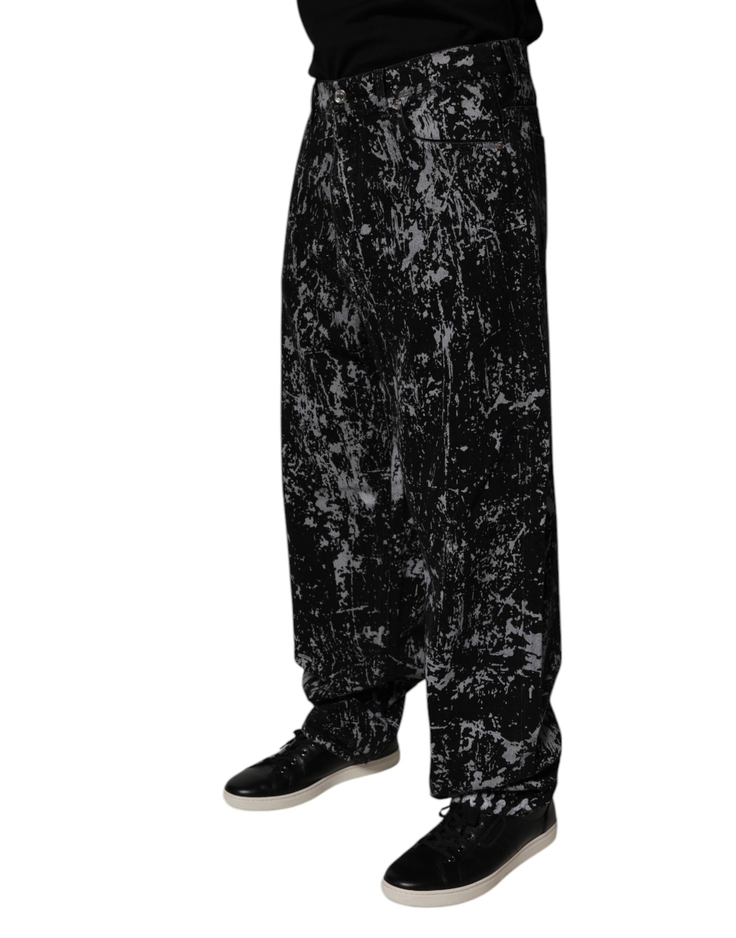 Dolce & Gabbana Black Tie Dye Cotton Straight Men Denim Jeans by Dolce & Gabbana