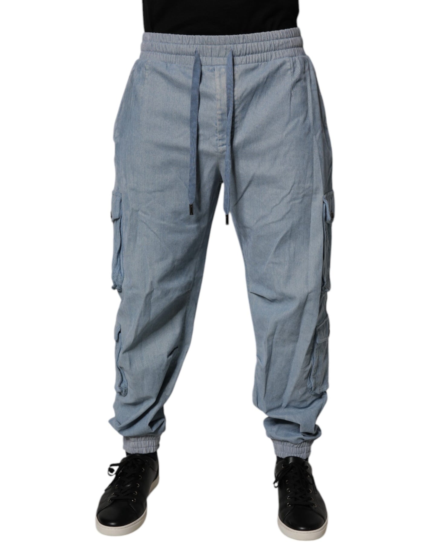 Dolce & Gabbana Light Blue Cotton Jogger Cargo Men Denim Pants by Dolce & Gabbana