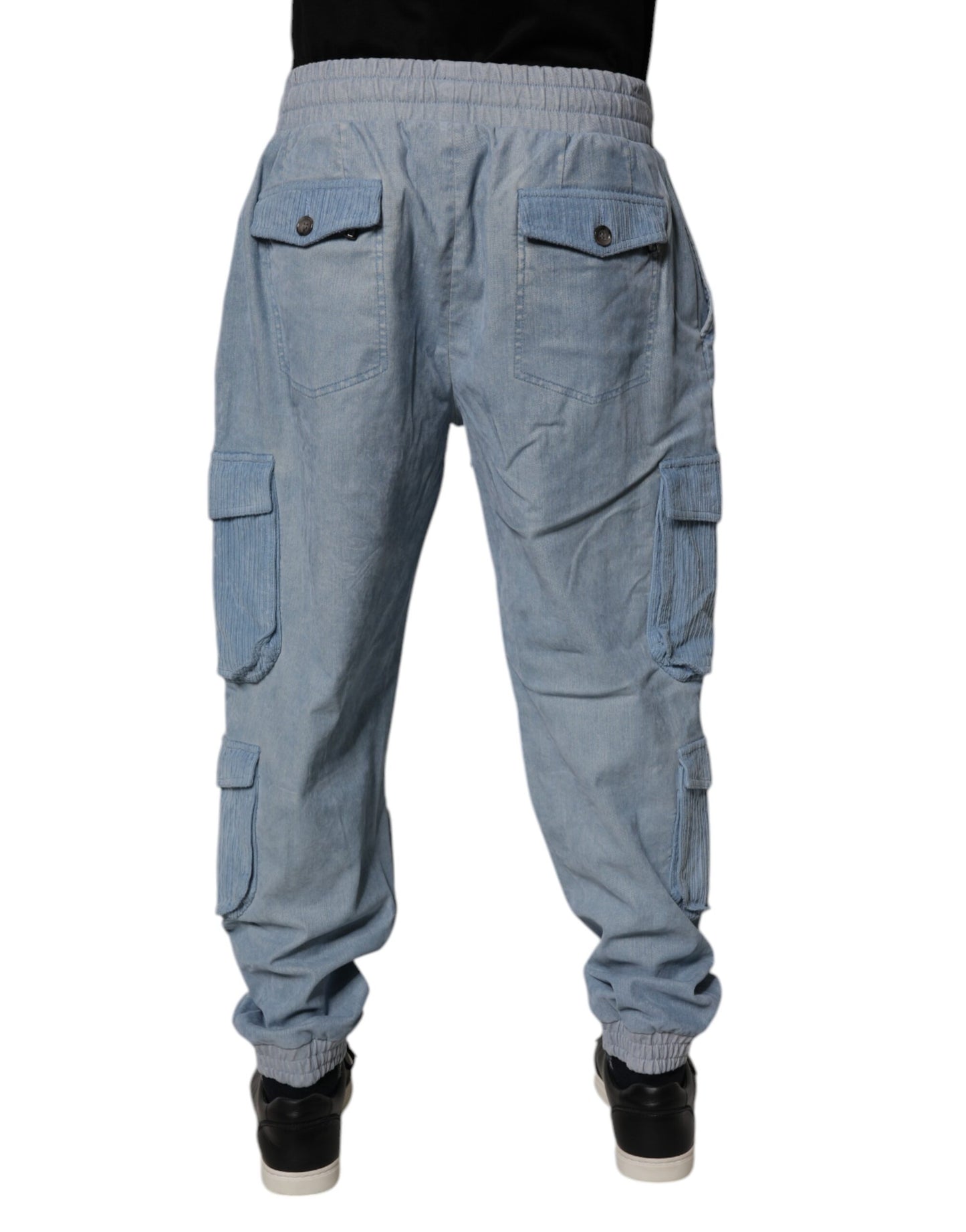 Dolce & Gabbana Light Blue Cotton Jogger Cargo Men Denim Pants by Dolce & Gabbana